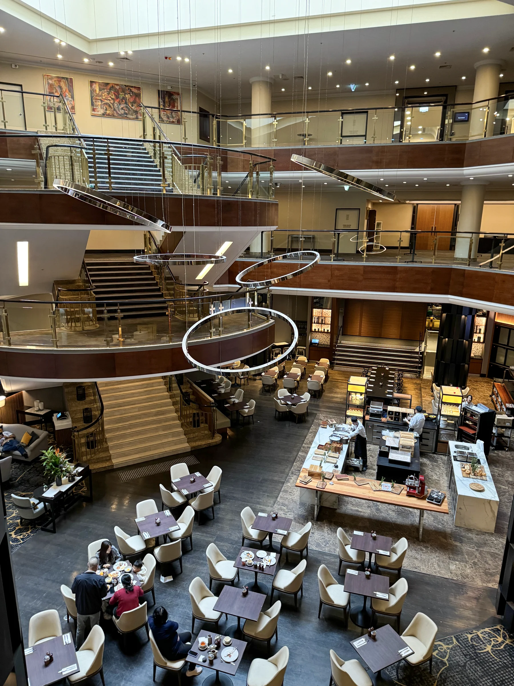 The double-height lobby from above.