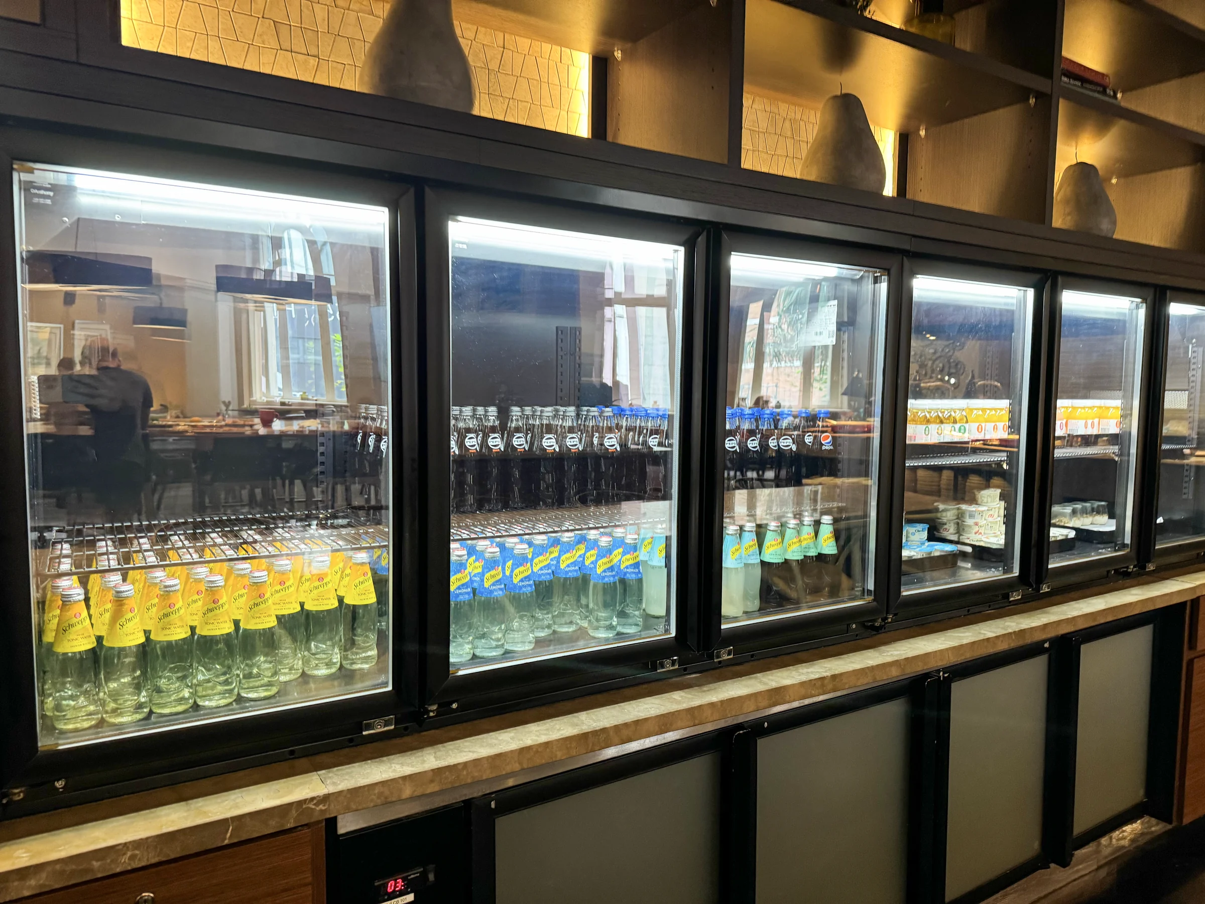 Drinks in the lounge refrigerator.