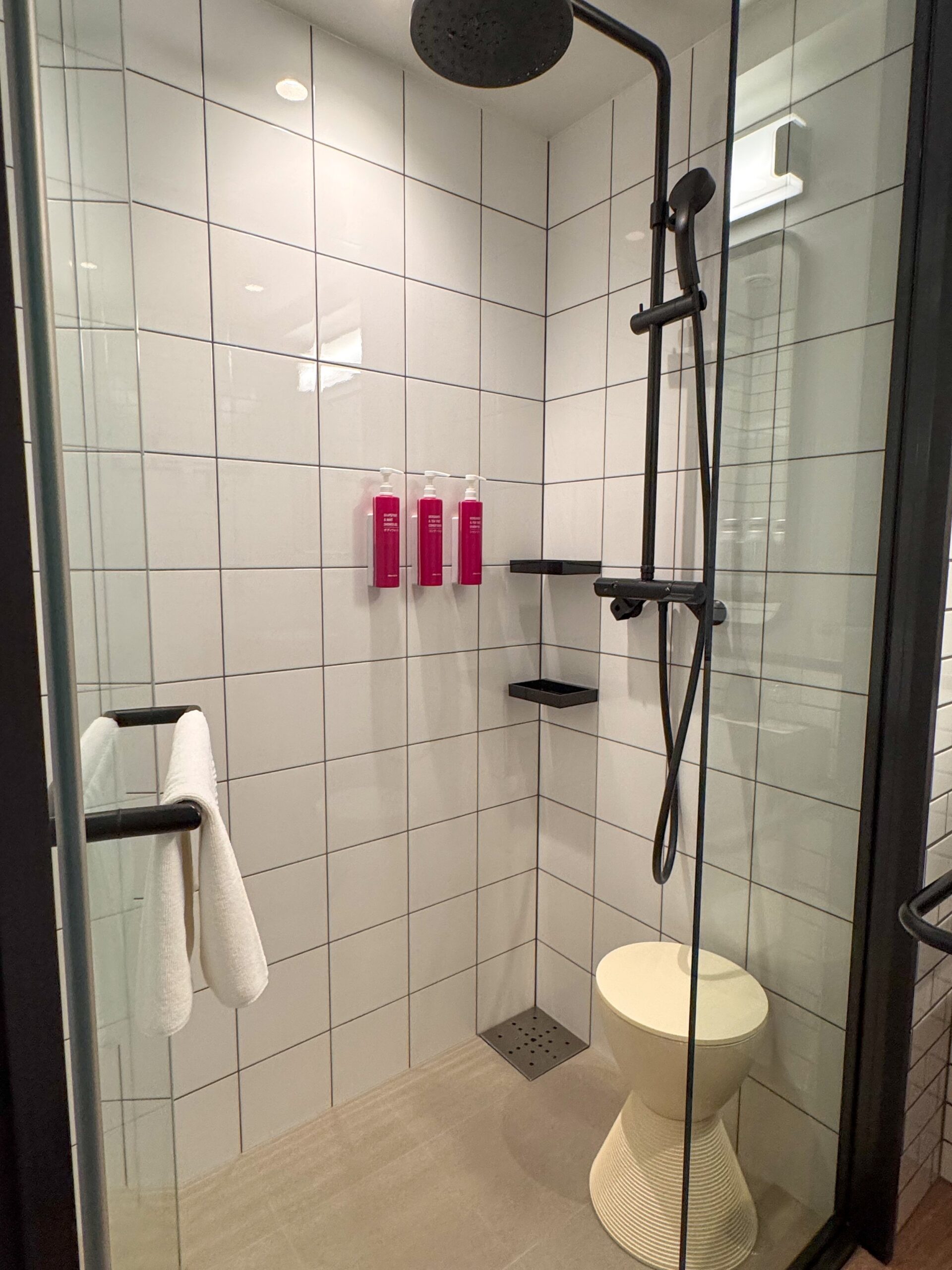  シャワールーム🚿　このタイプのシャワールームで椅子があるのは地味の嬉しいです。 