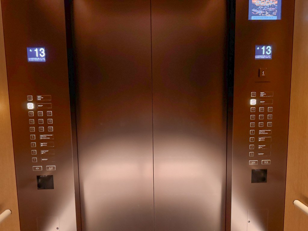 ウェスティンホテル横浜の客室フロアエレベーター