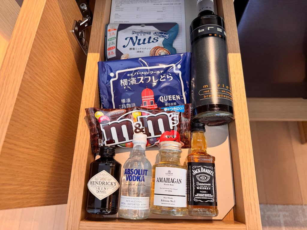 ウェスティンホテル横浜客室のミニバーアルコール
