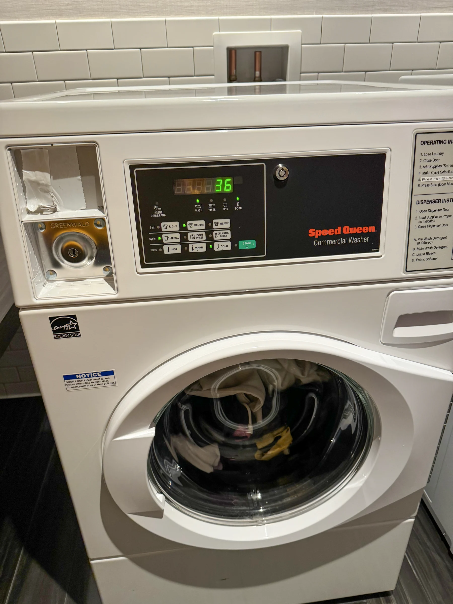 The hotel washing machines that came in handy during the trip.