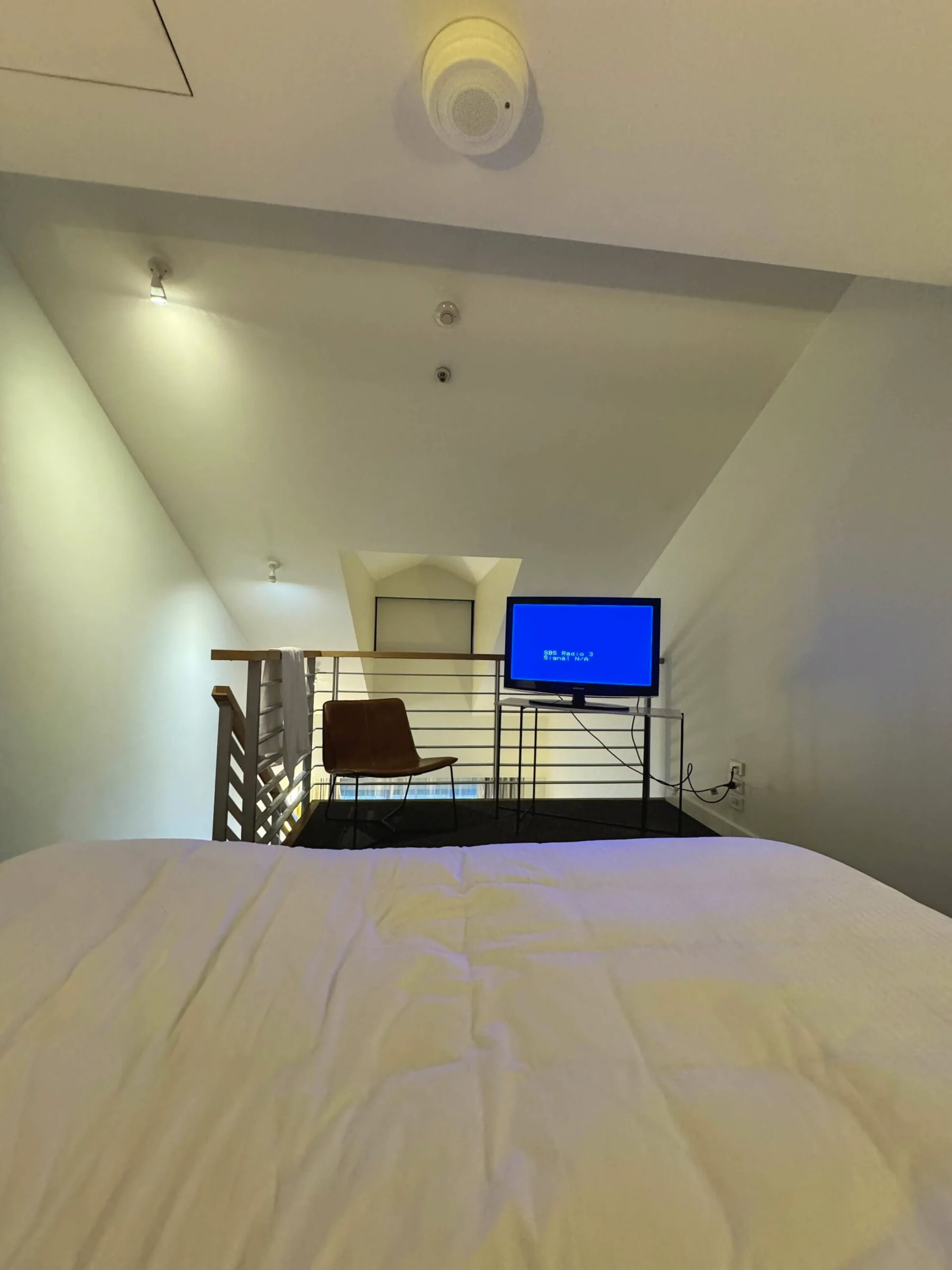 The loft space seen from the bed.