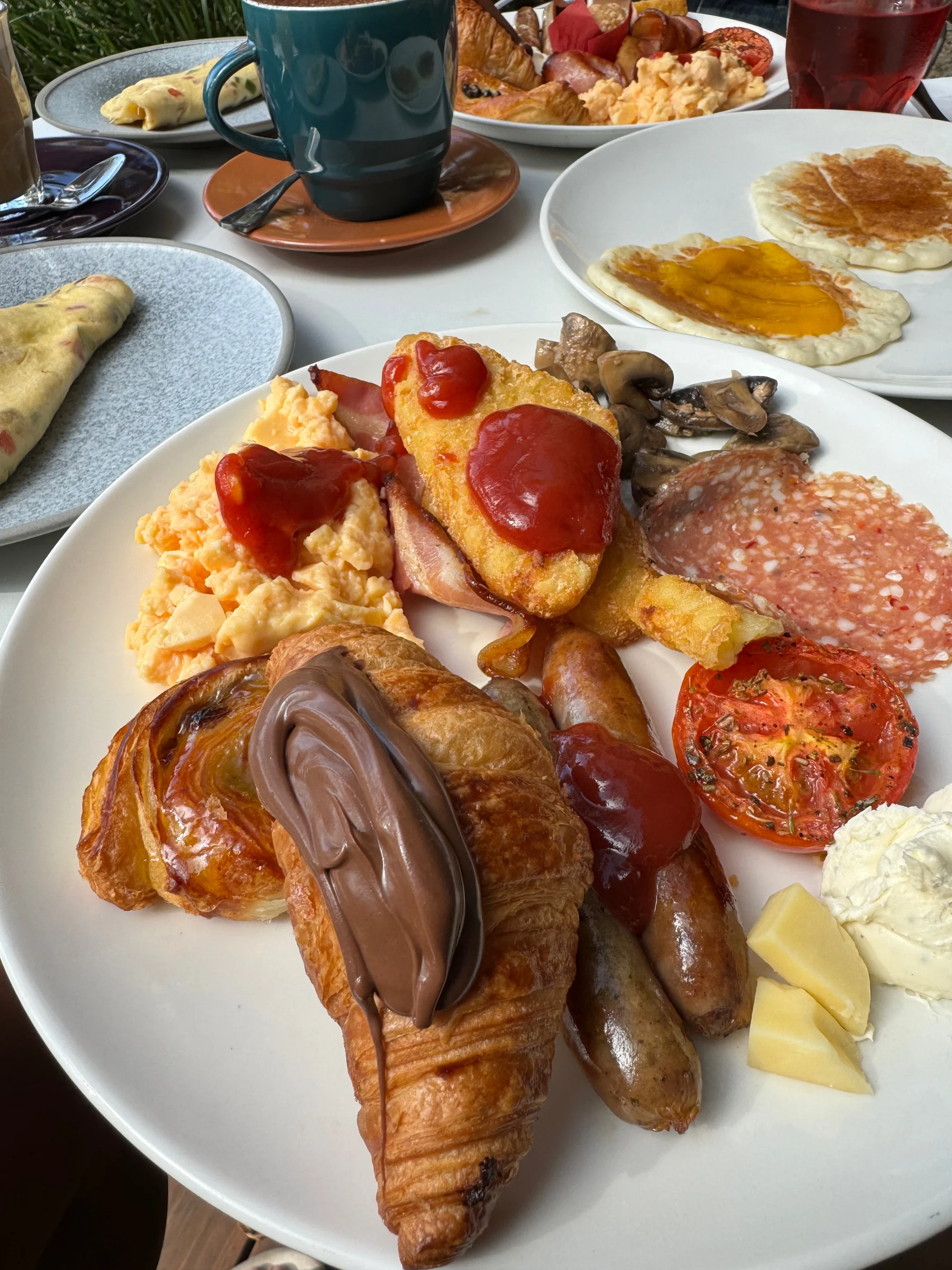 The breakfast buffet, including pancakes.