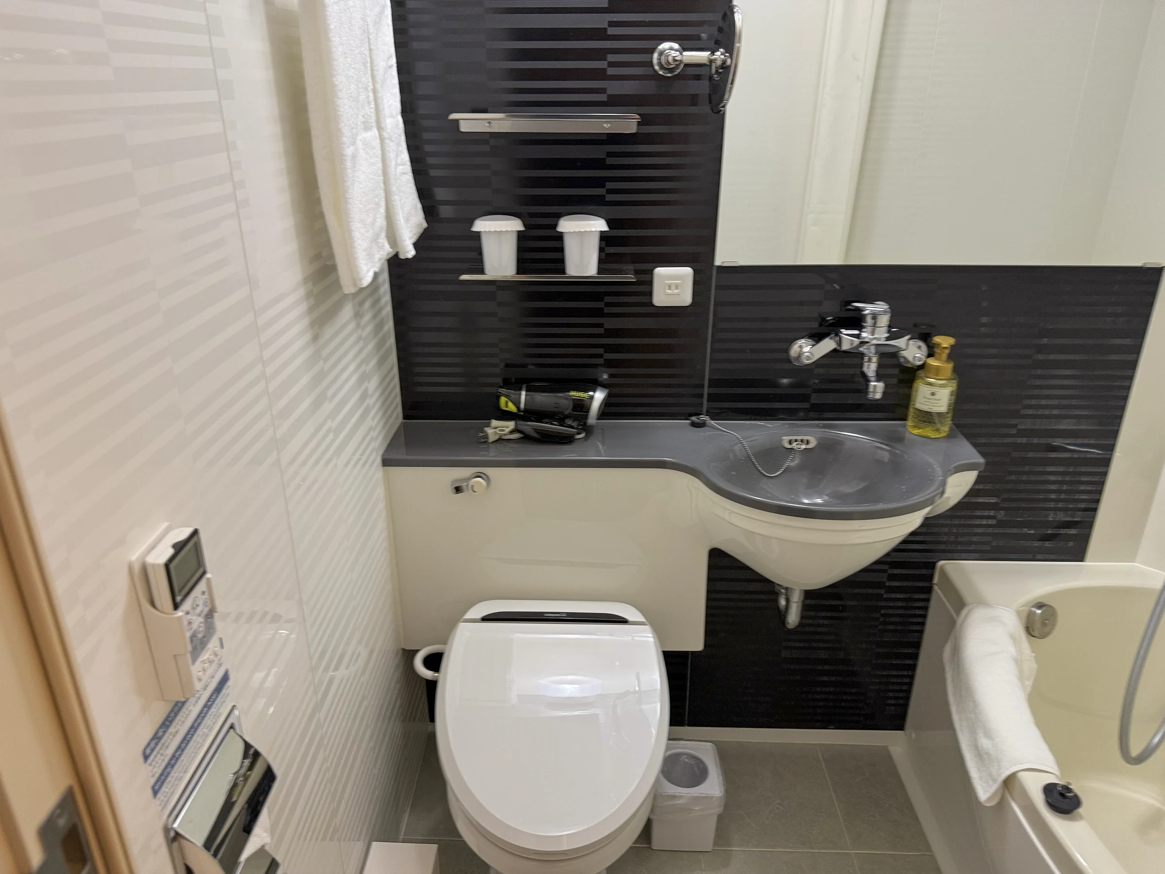 The compact combined bathroom.