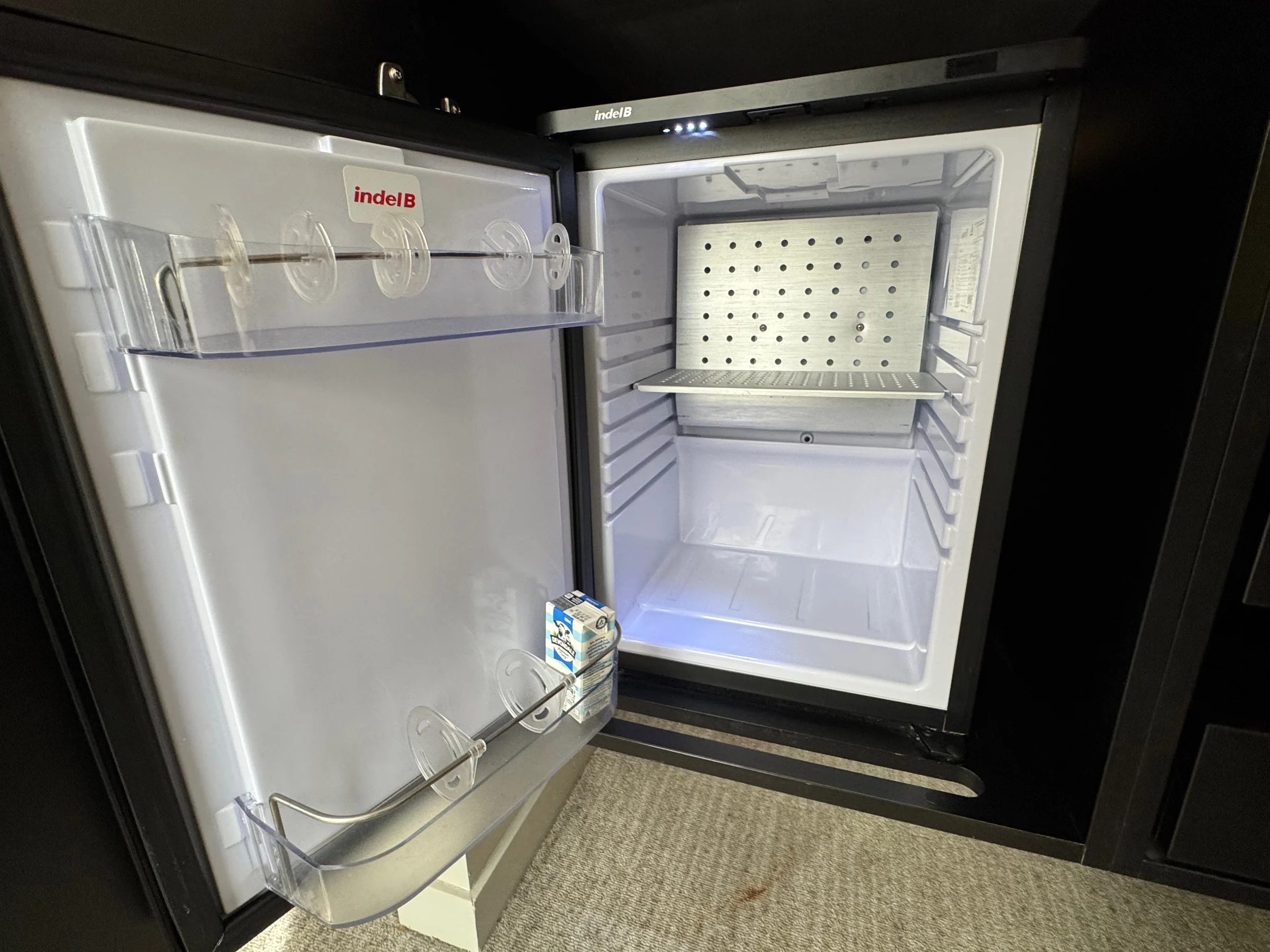 Milk provided in the room's fridge.