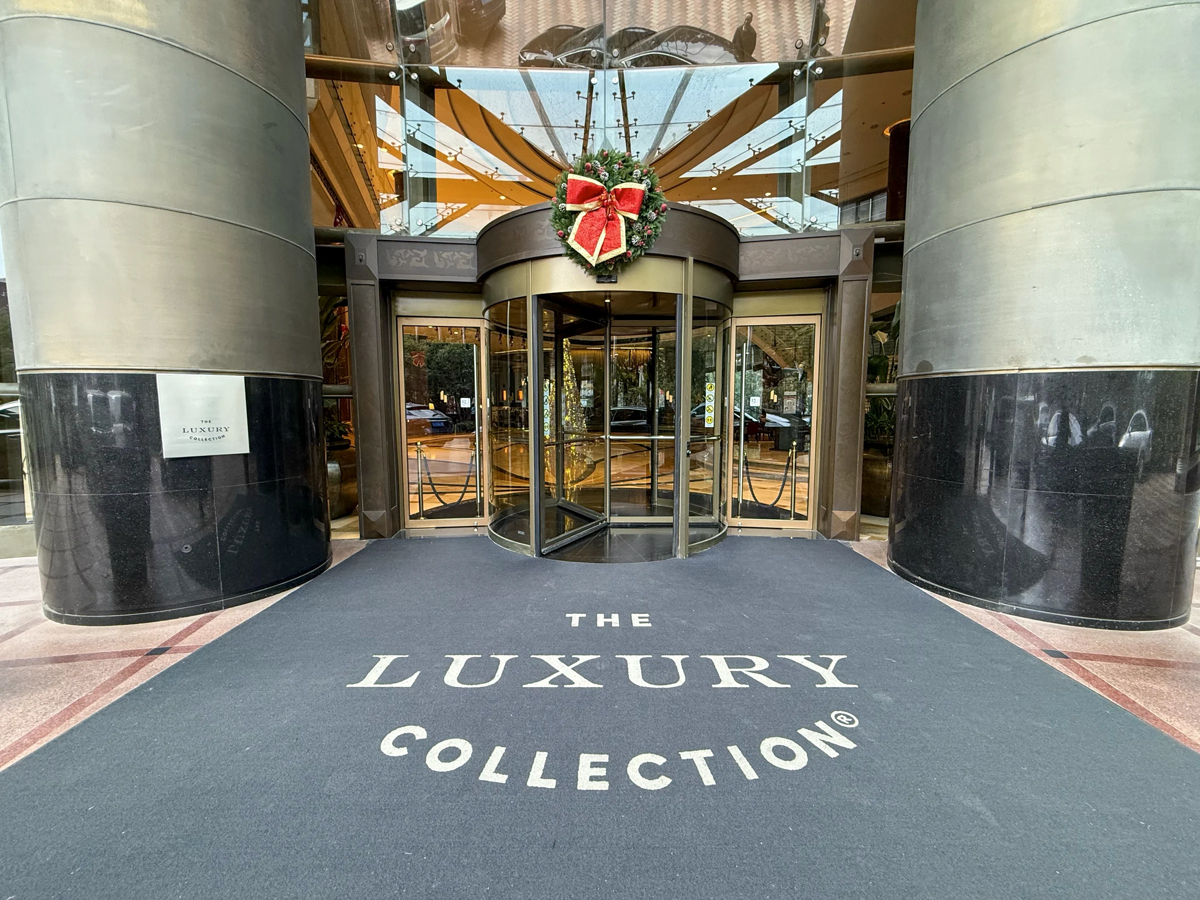 The entrance with a Luxury Collection sign.