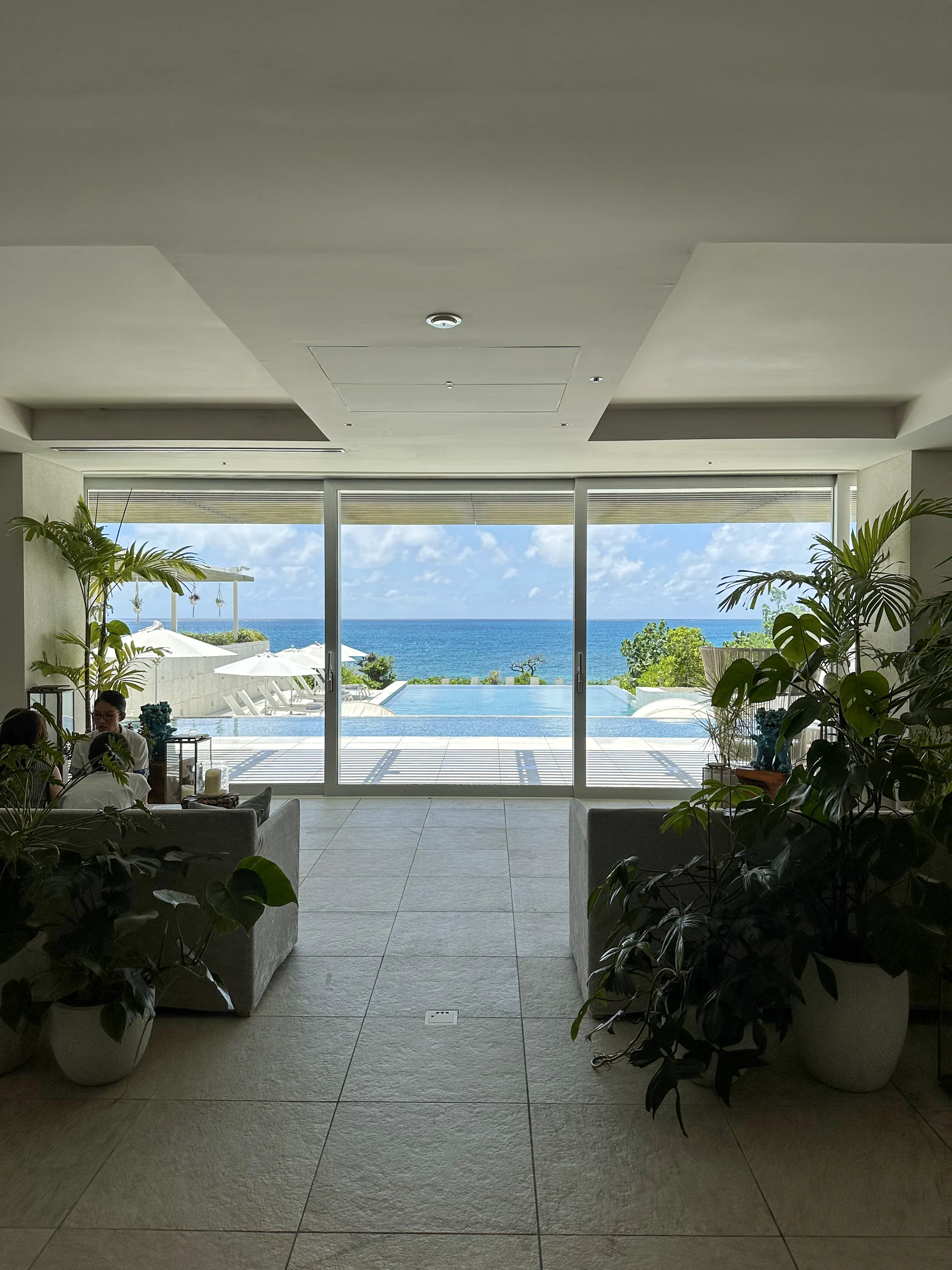 The sea beyond the lobby.