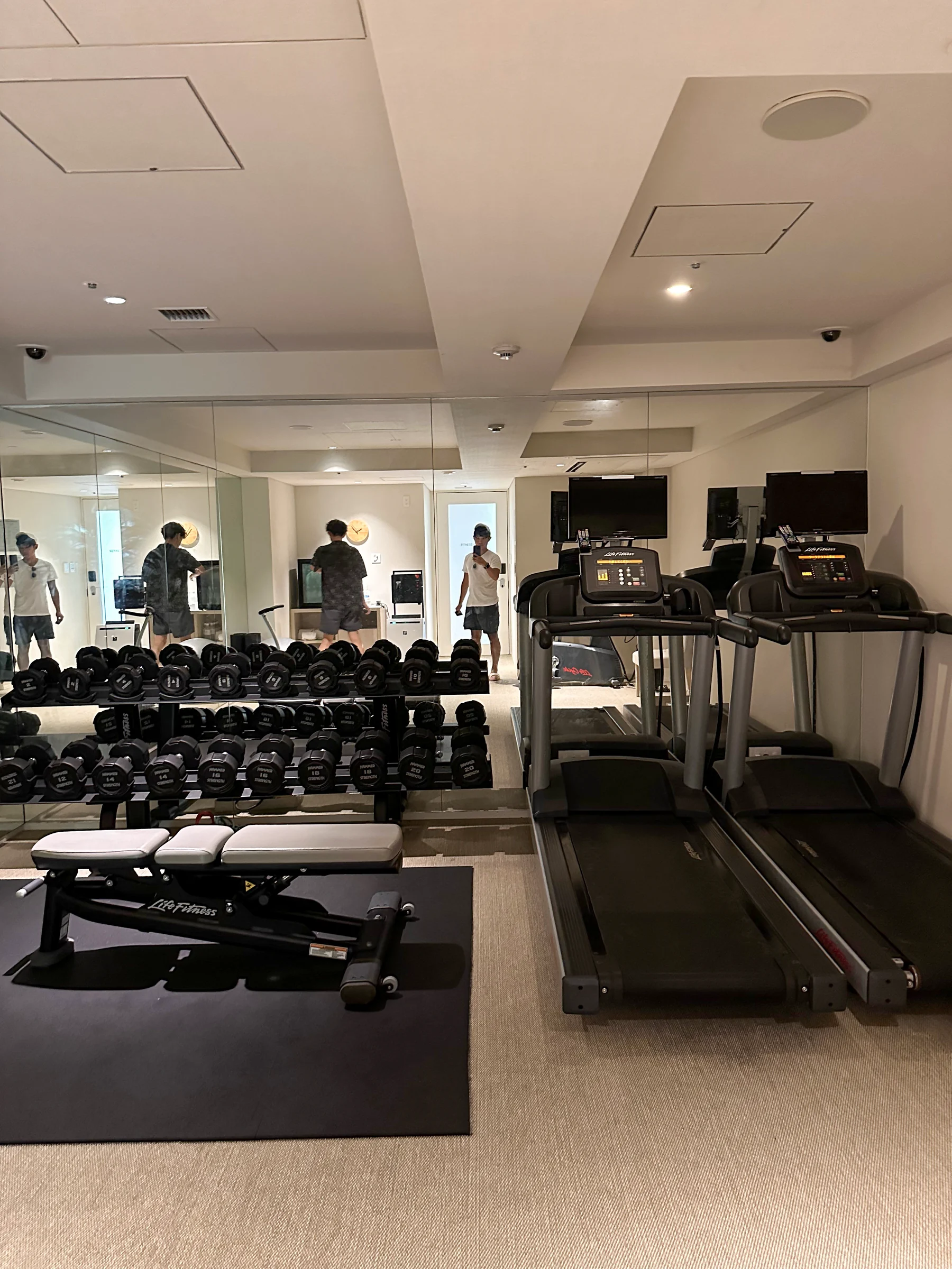 Inside the fitness room.