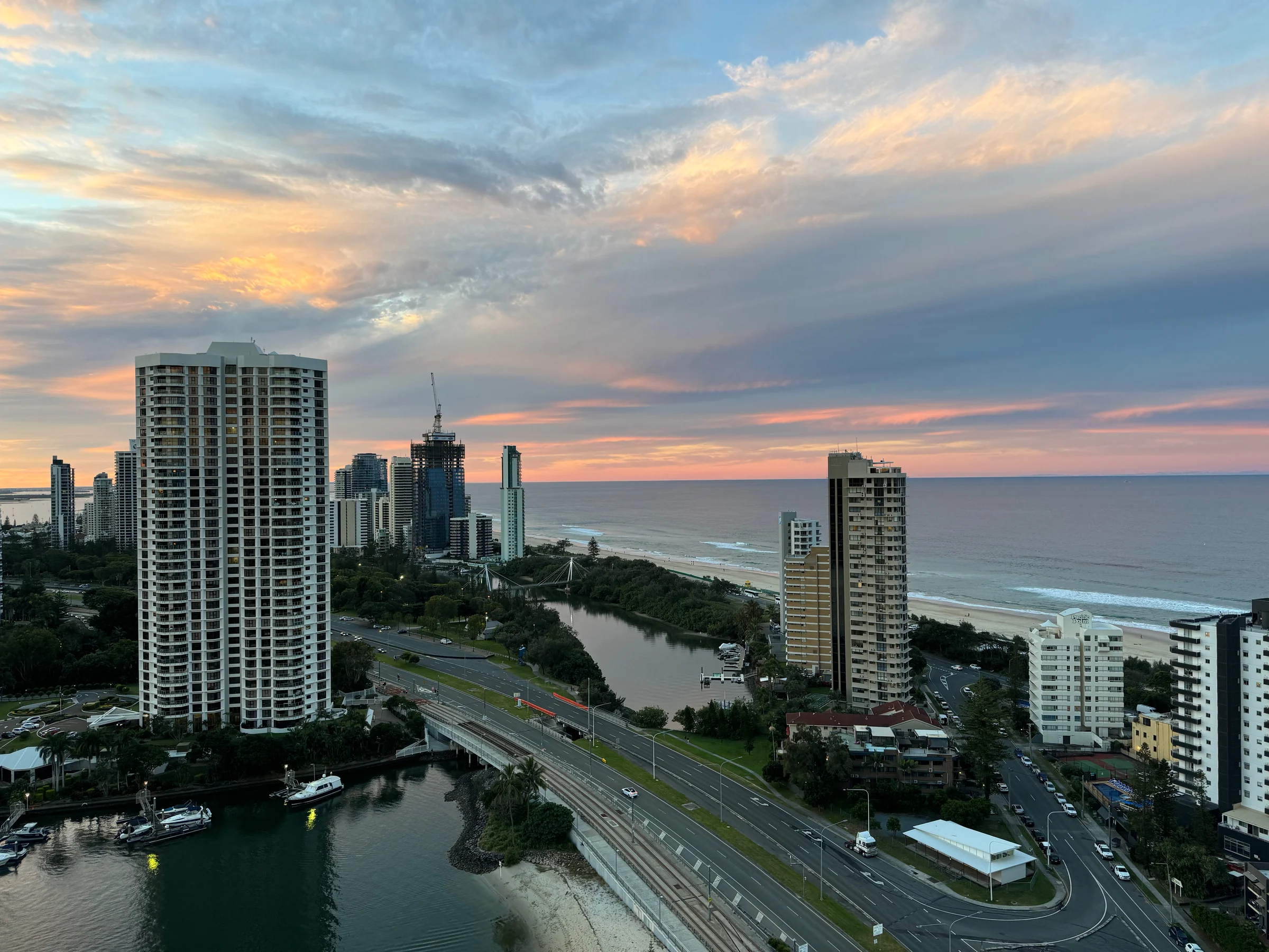 The colors of the sky slowly changing.