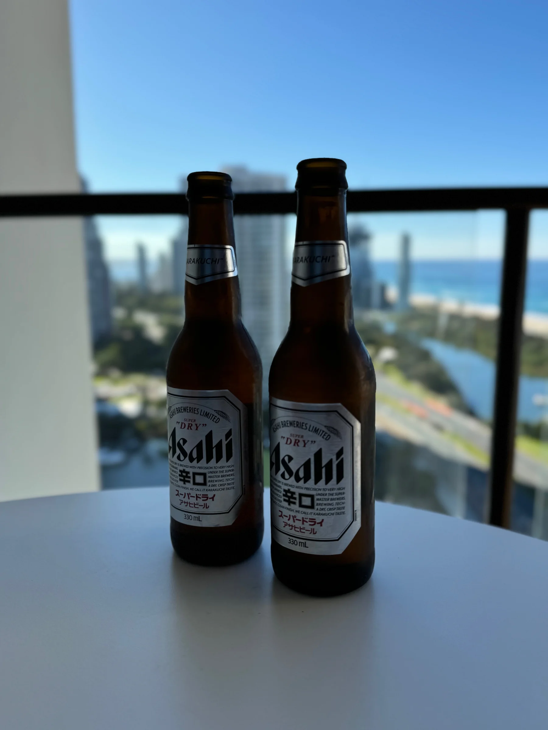 Beer on the balcony.