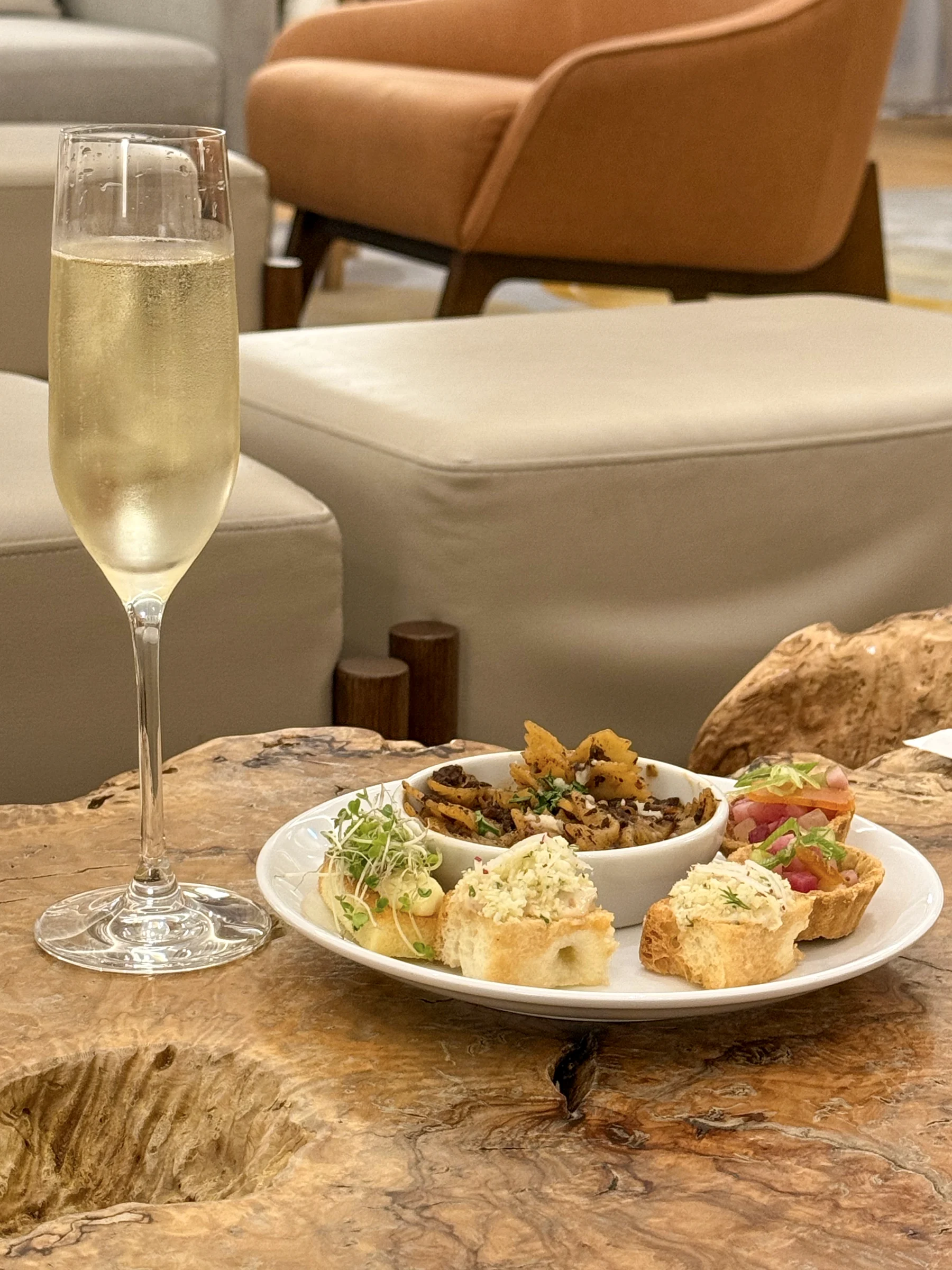 Sparkling wine and food.