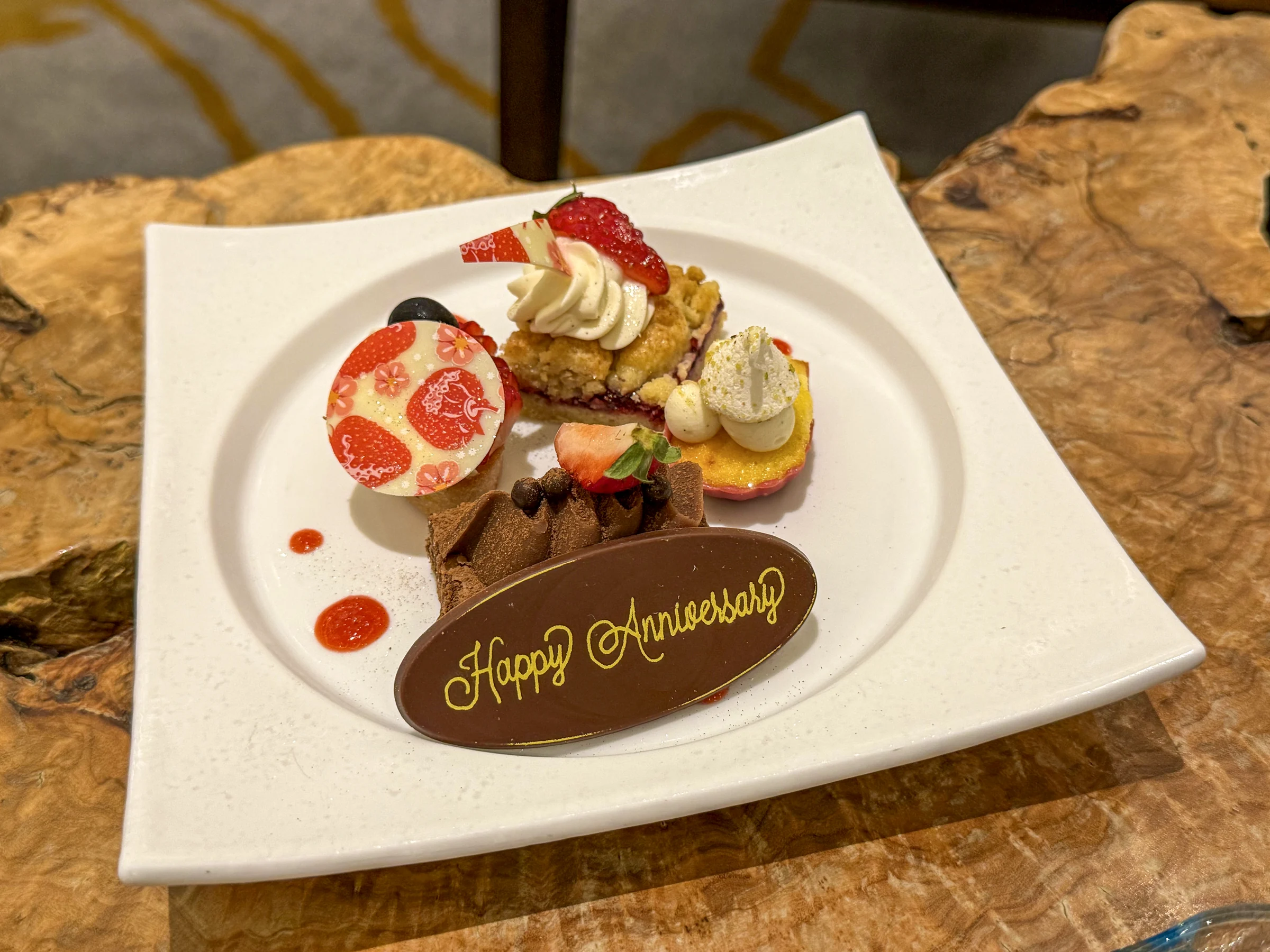 A celebratory dessert plate.