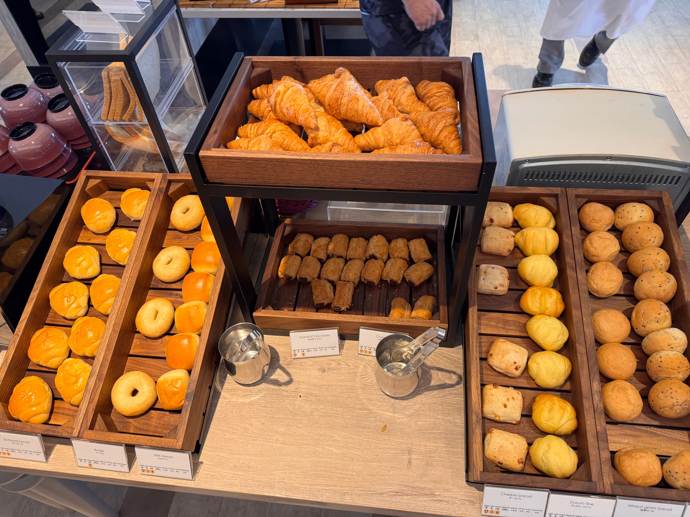 Bread and baked treats at breakfast