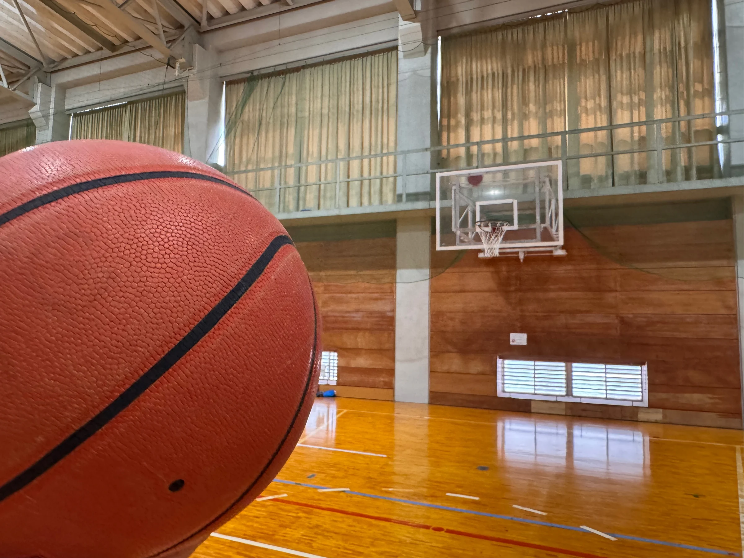 Playing basketball again, ball in hand