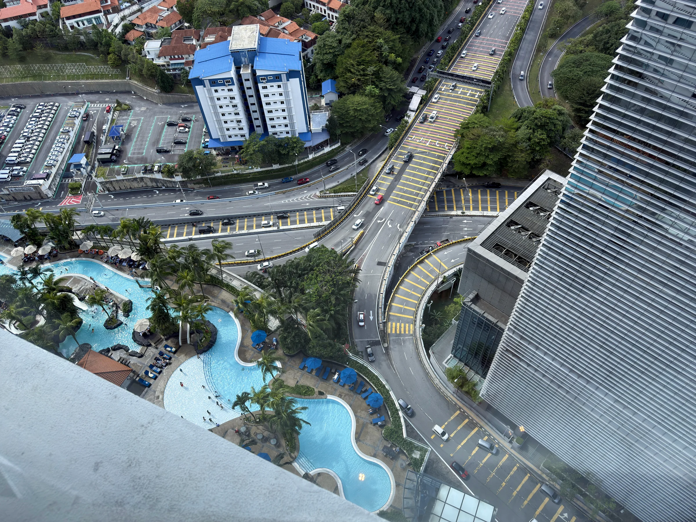Looking down at the pool from the 27th floor.