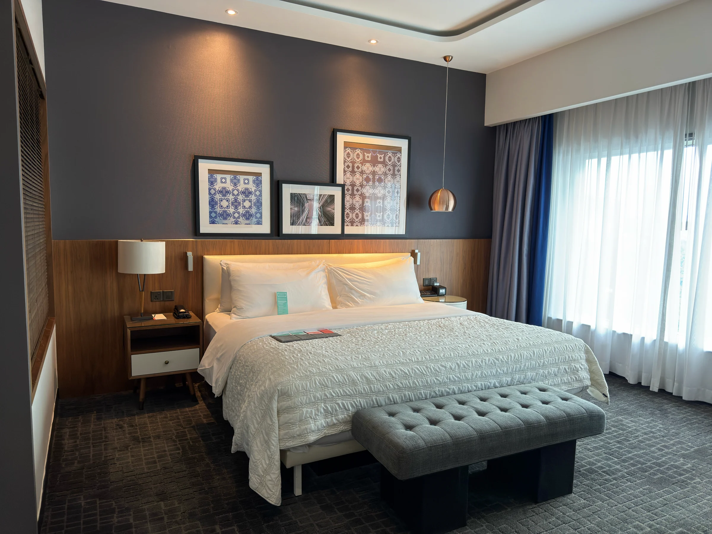 The bedroom separate from the living room.