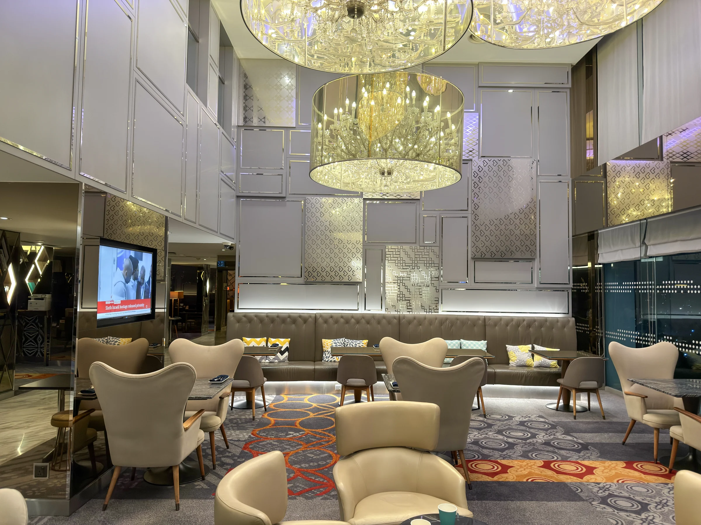 The club lounge on the 33rd floor.