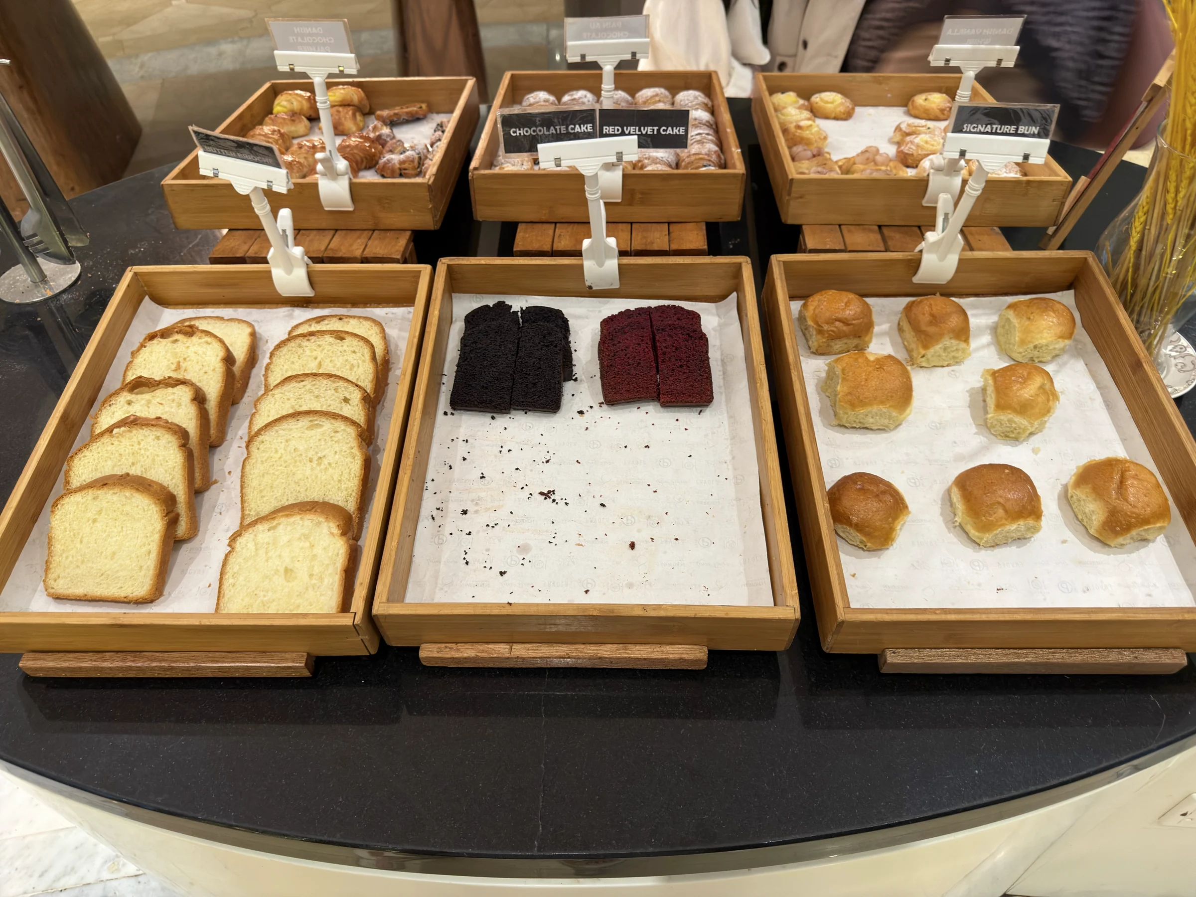 Bread on the buffet.