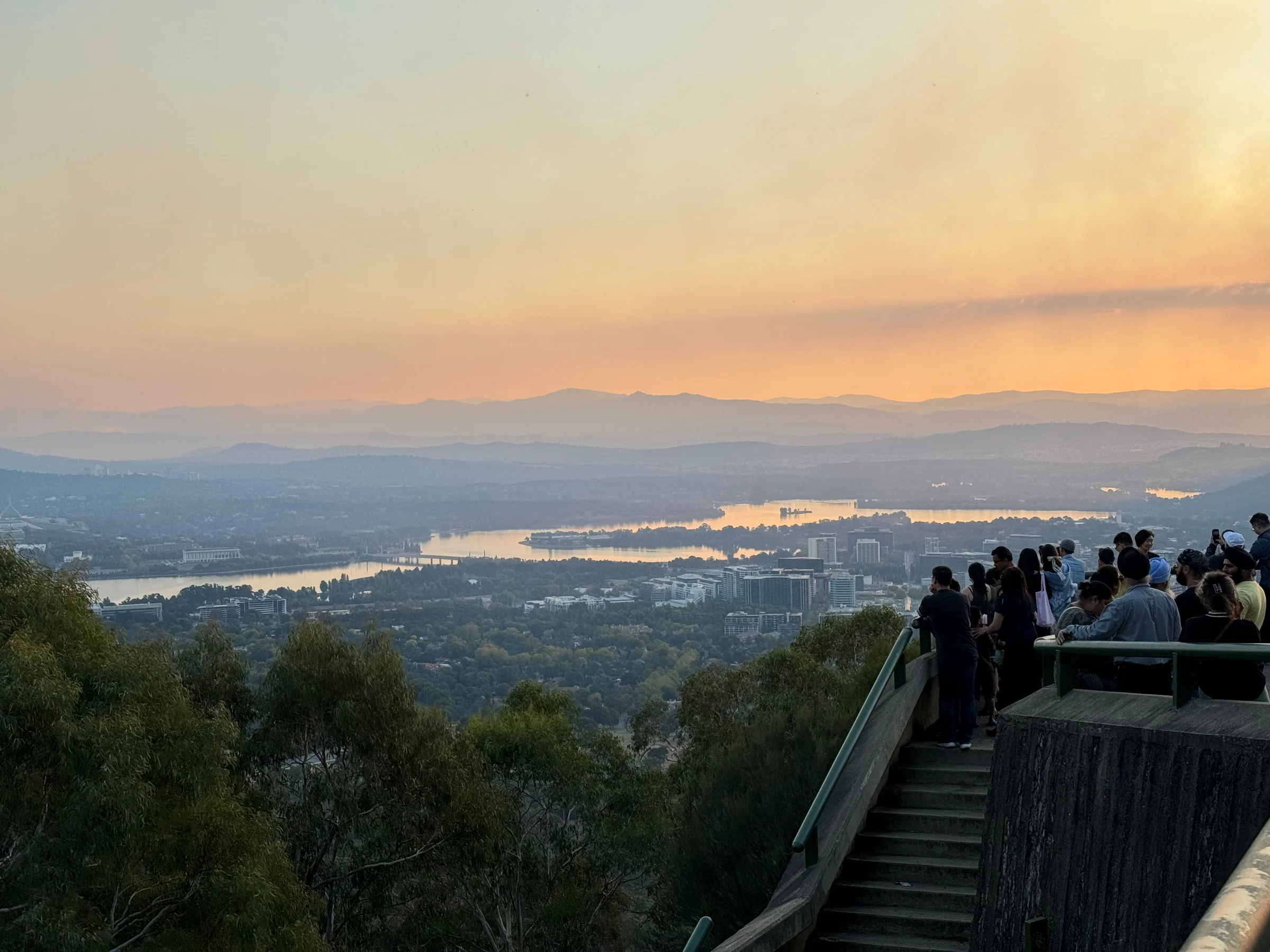 Canberra at dusk from Mount Ainslie.