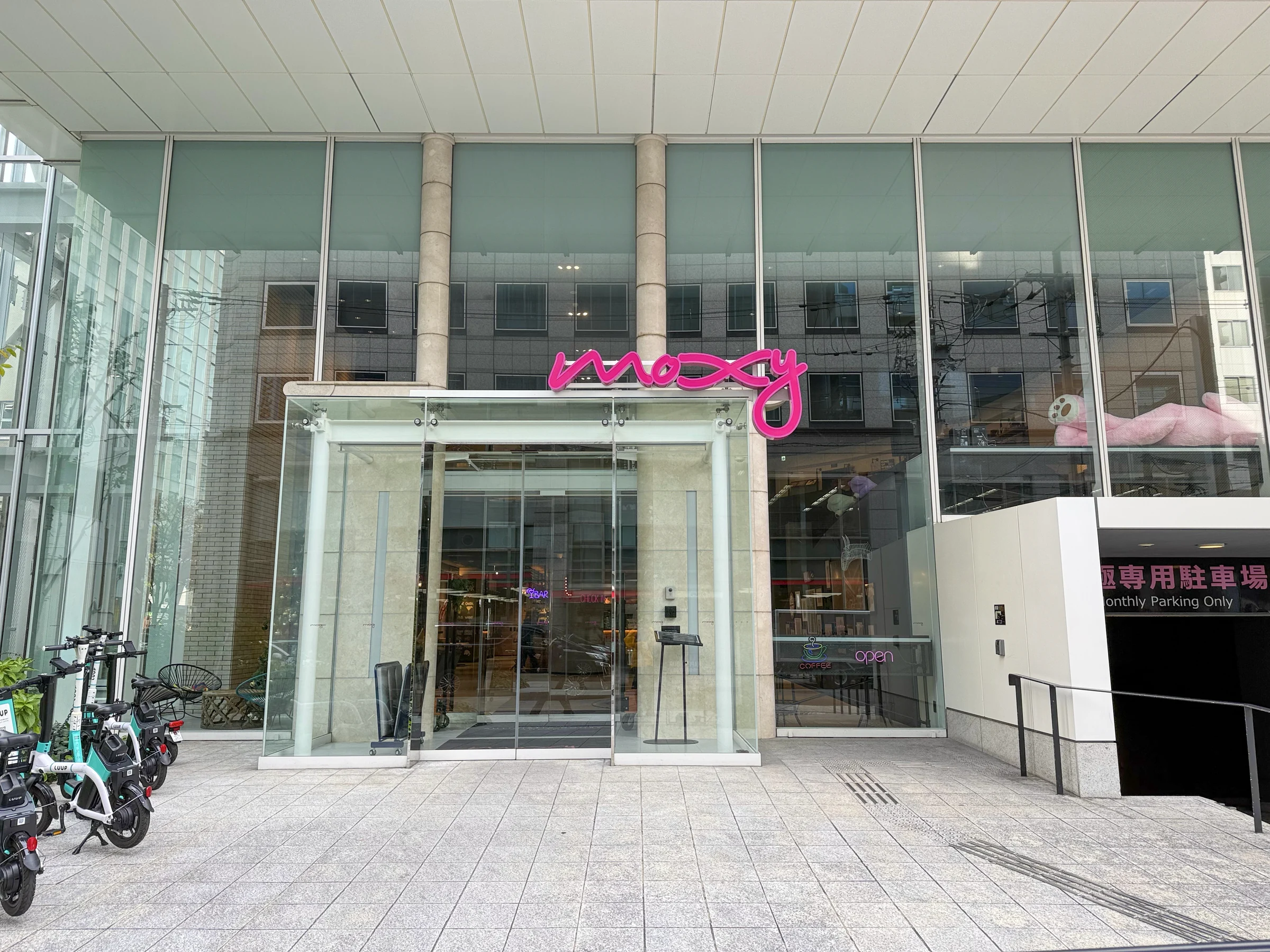 The entrance to Moxy Osaka Honmachi.
