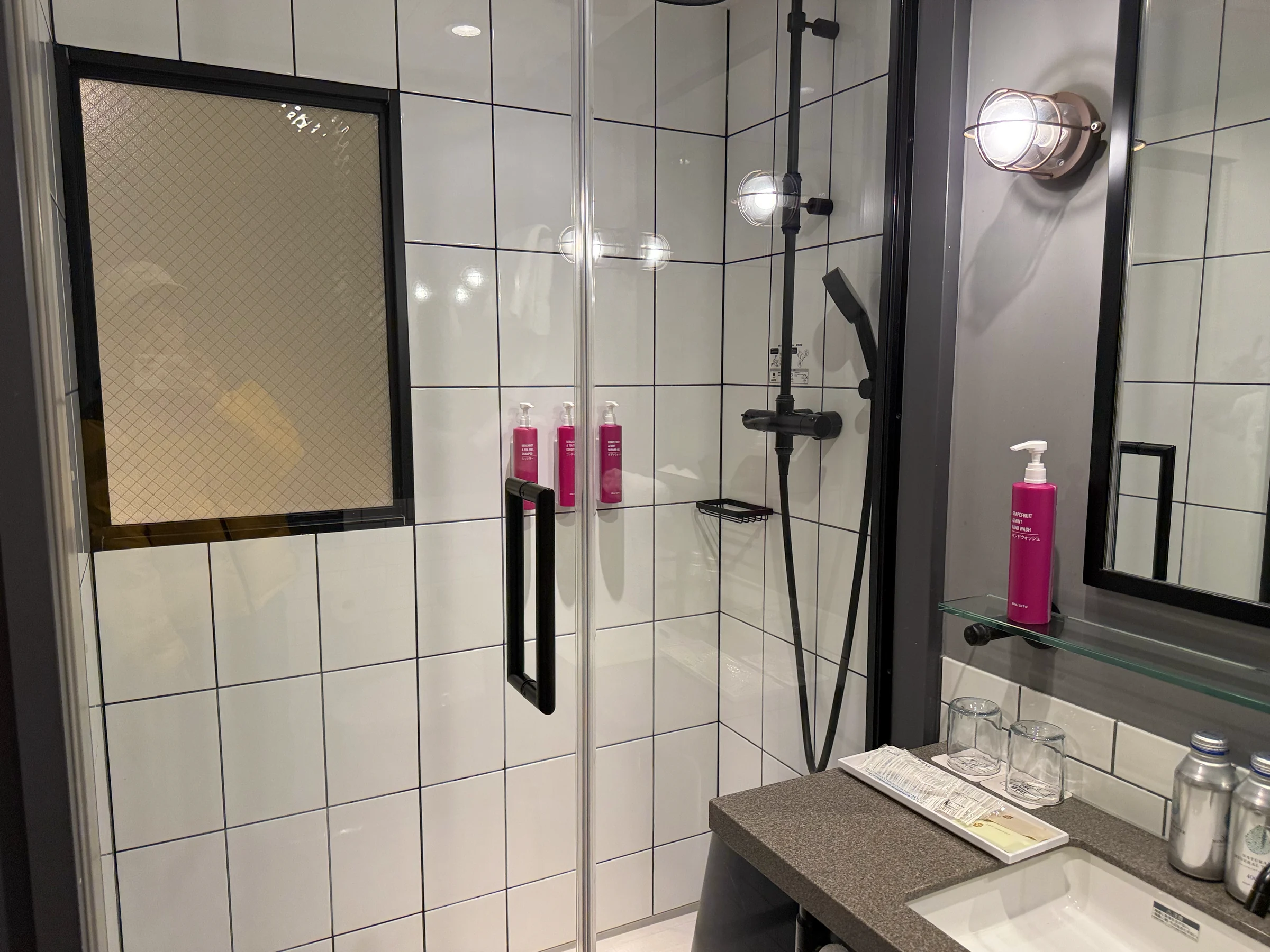 The shower room with a rain shower.
