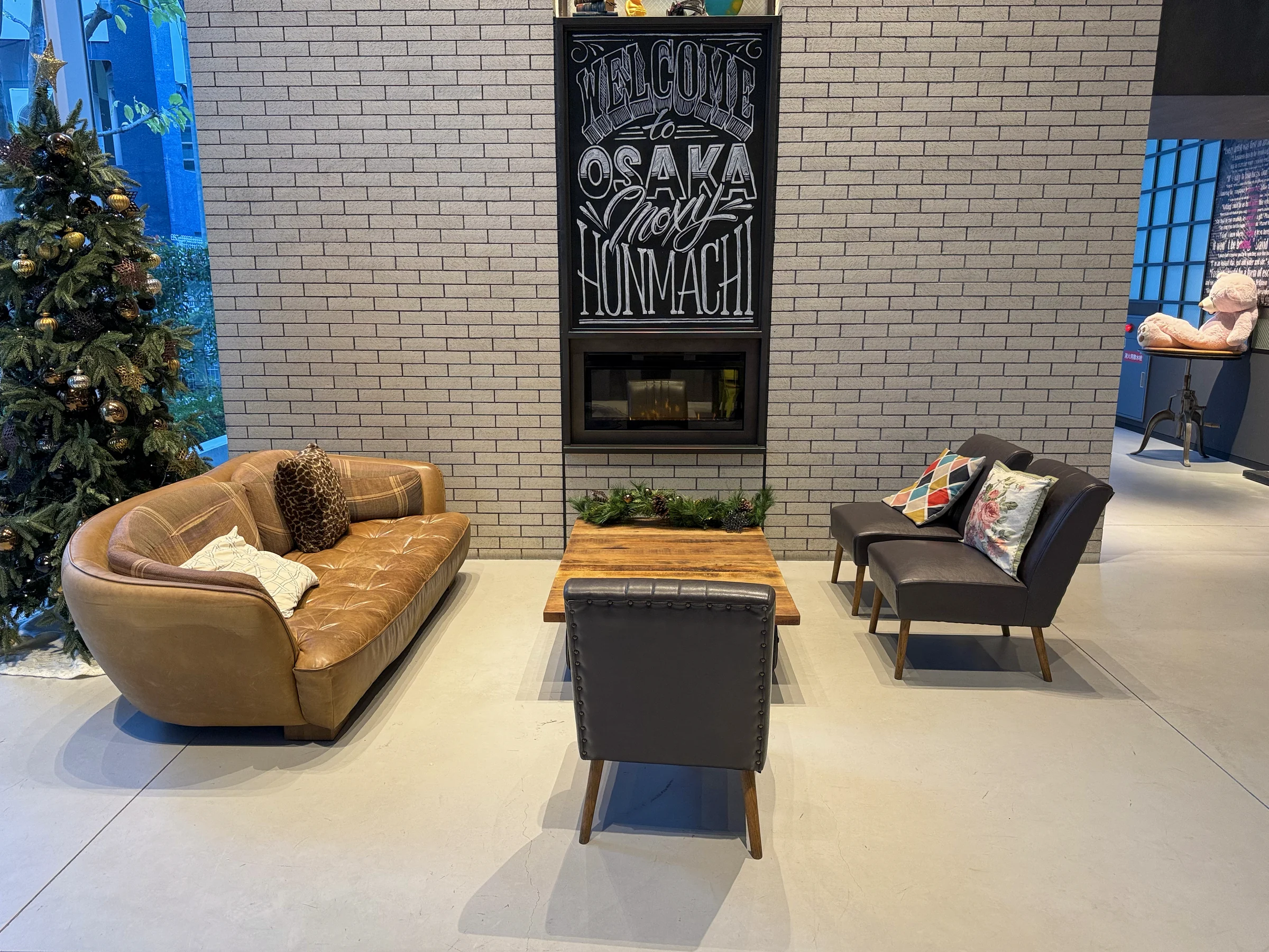 Lounge seating by the window.