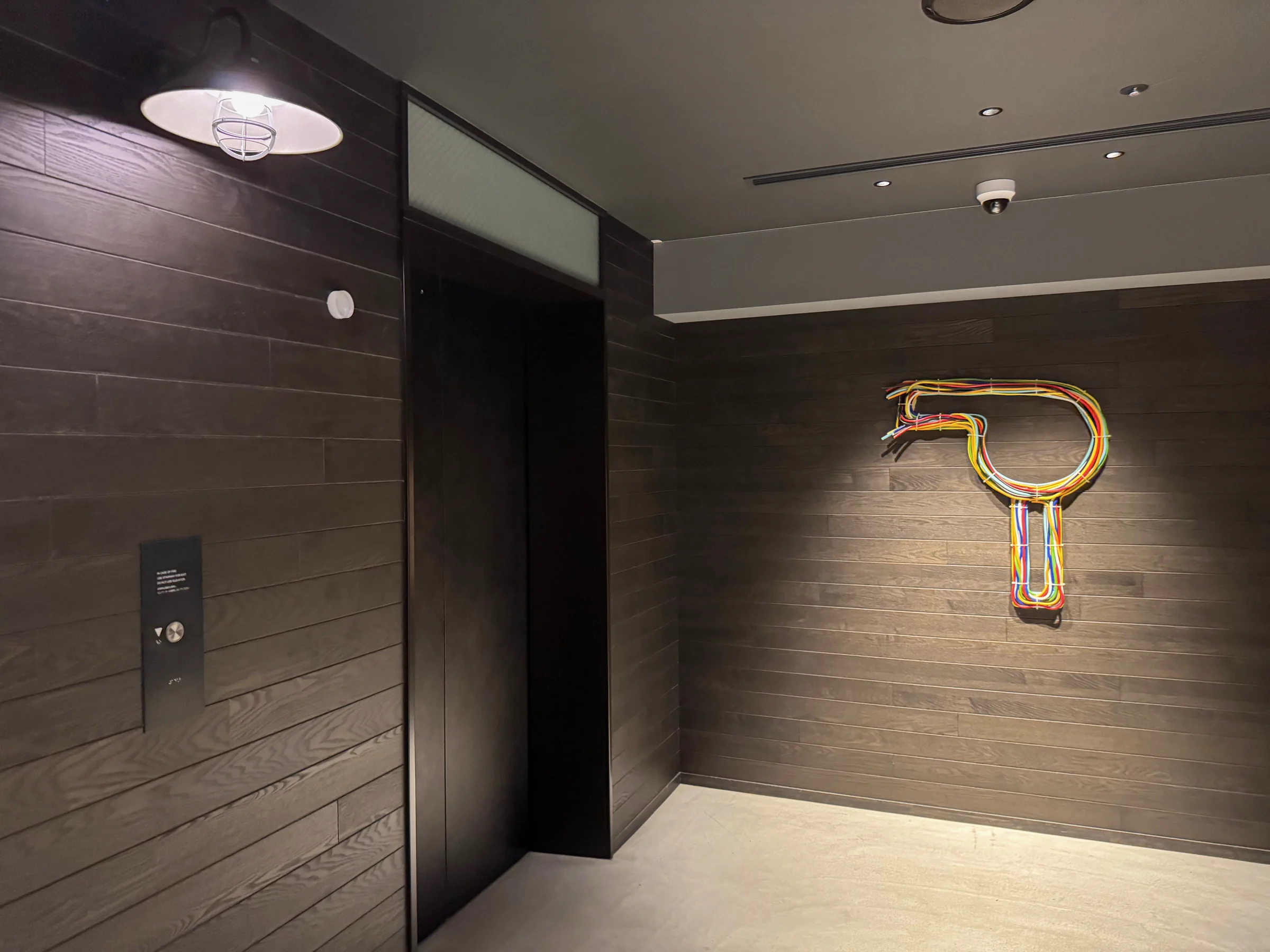 The elevator lobby on the 14th floor