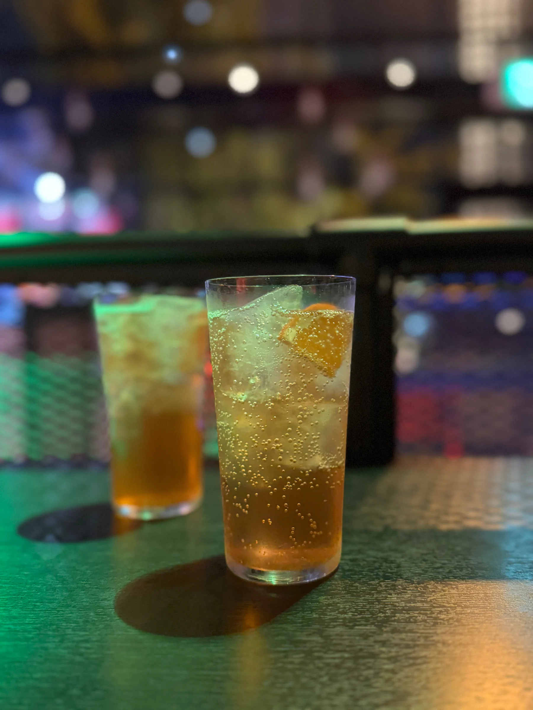 Two drinks at the counter