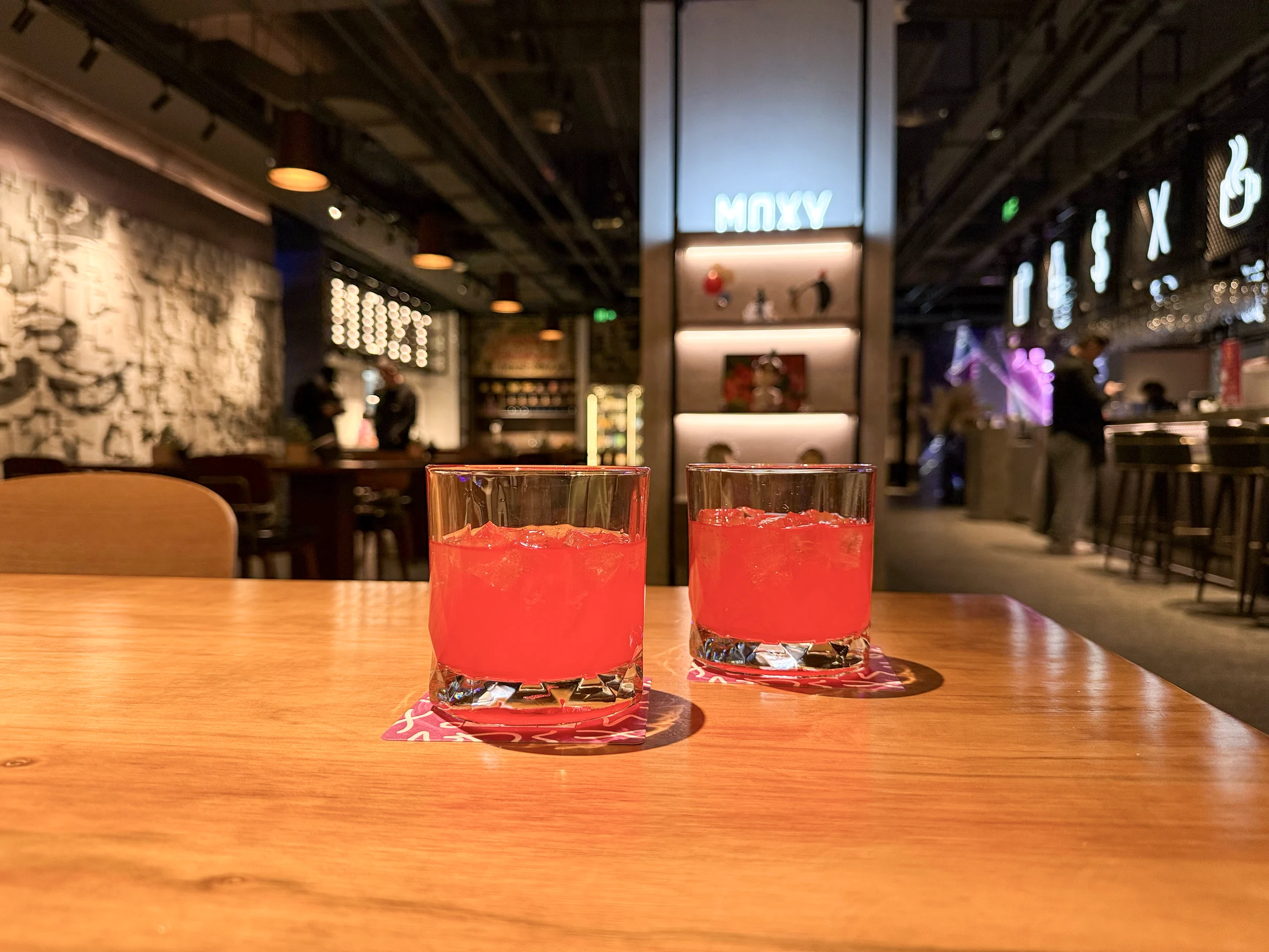 Two cocktails at the bar.