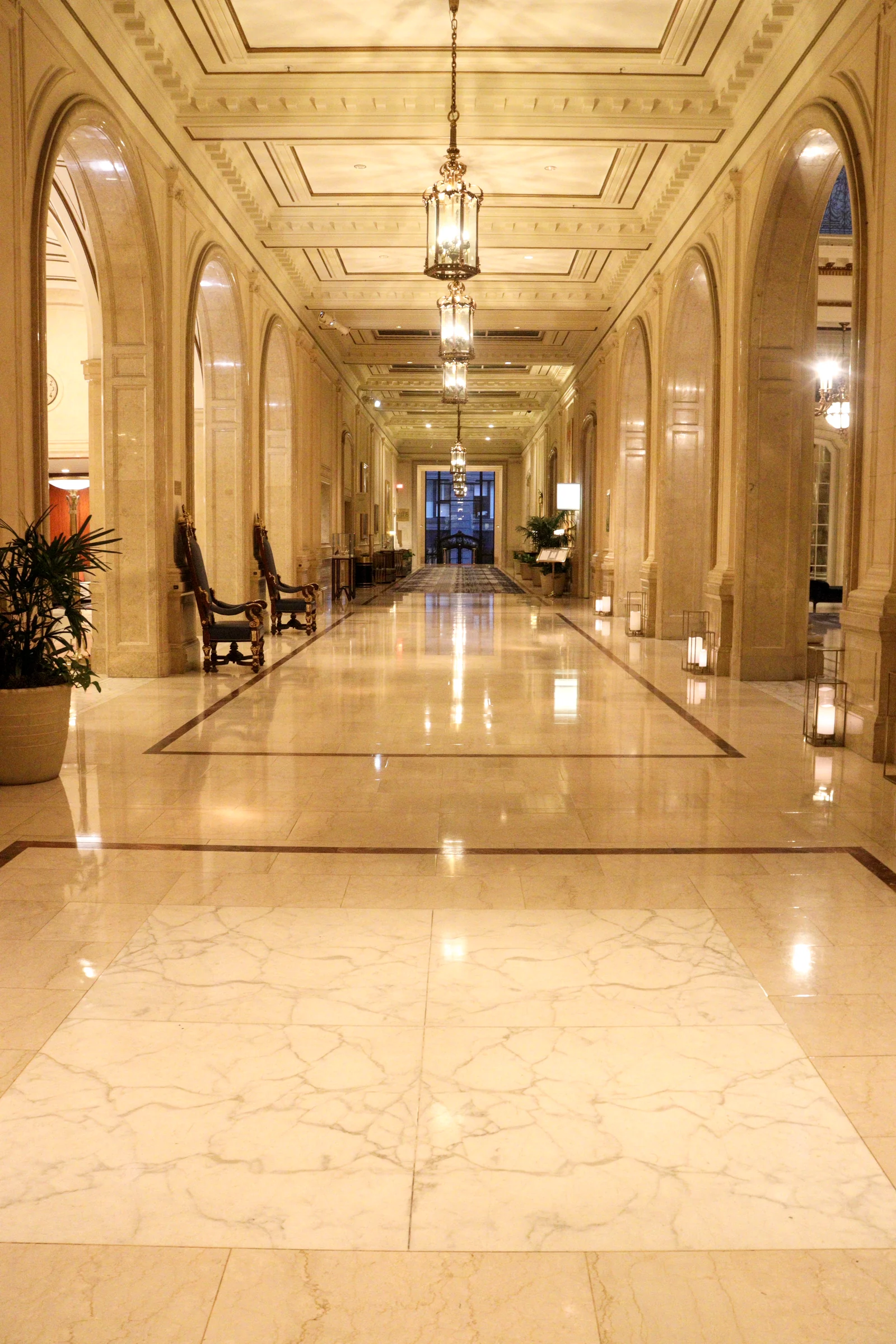 A bright corridor stretching into the distance.