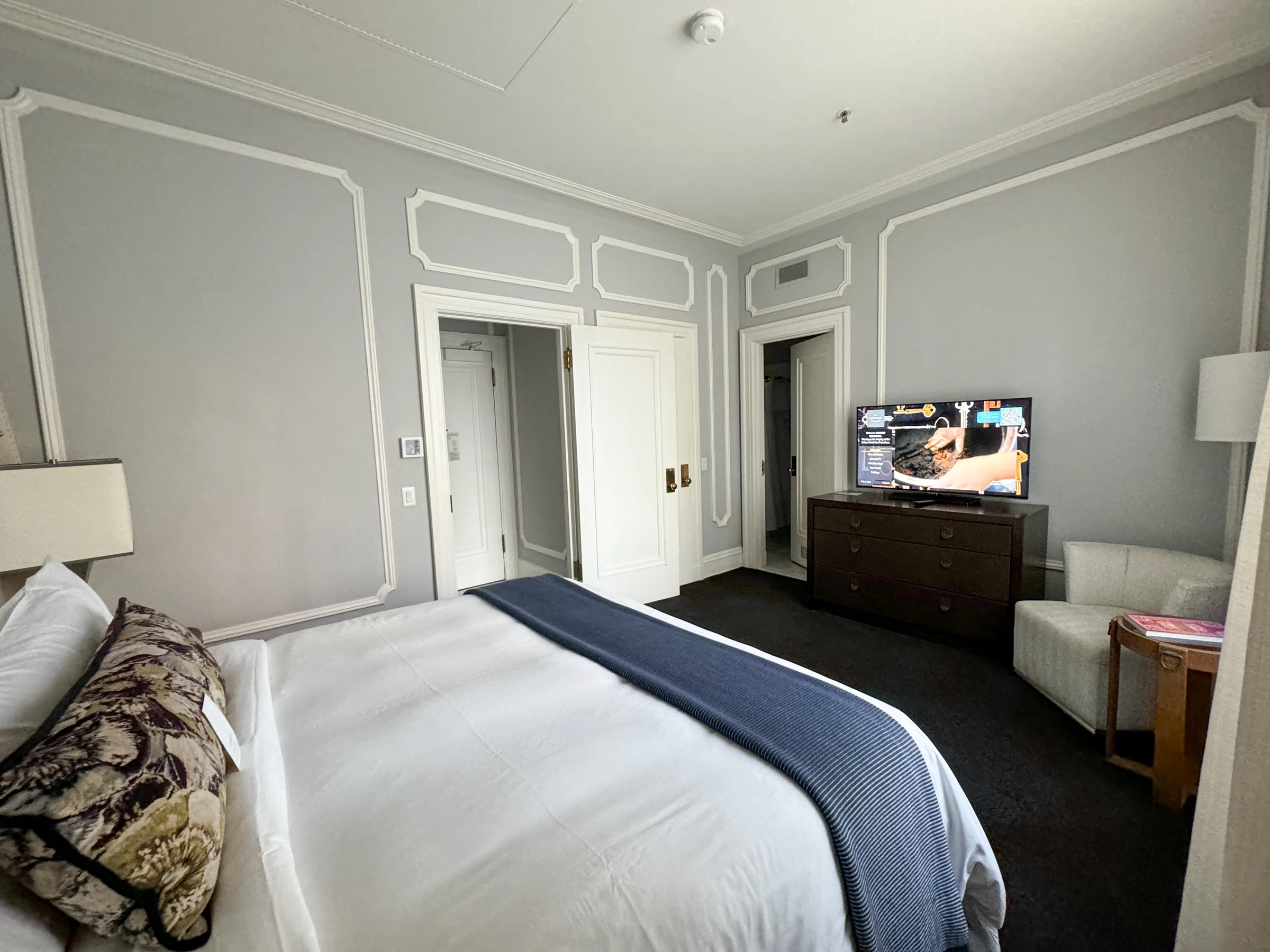 The bedroom with a king bed.