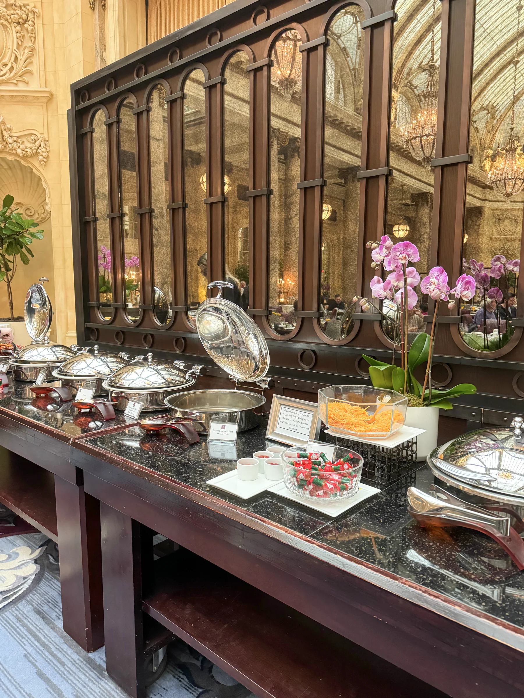 The breakfast buffet in the Garden Court.