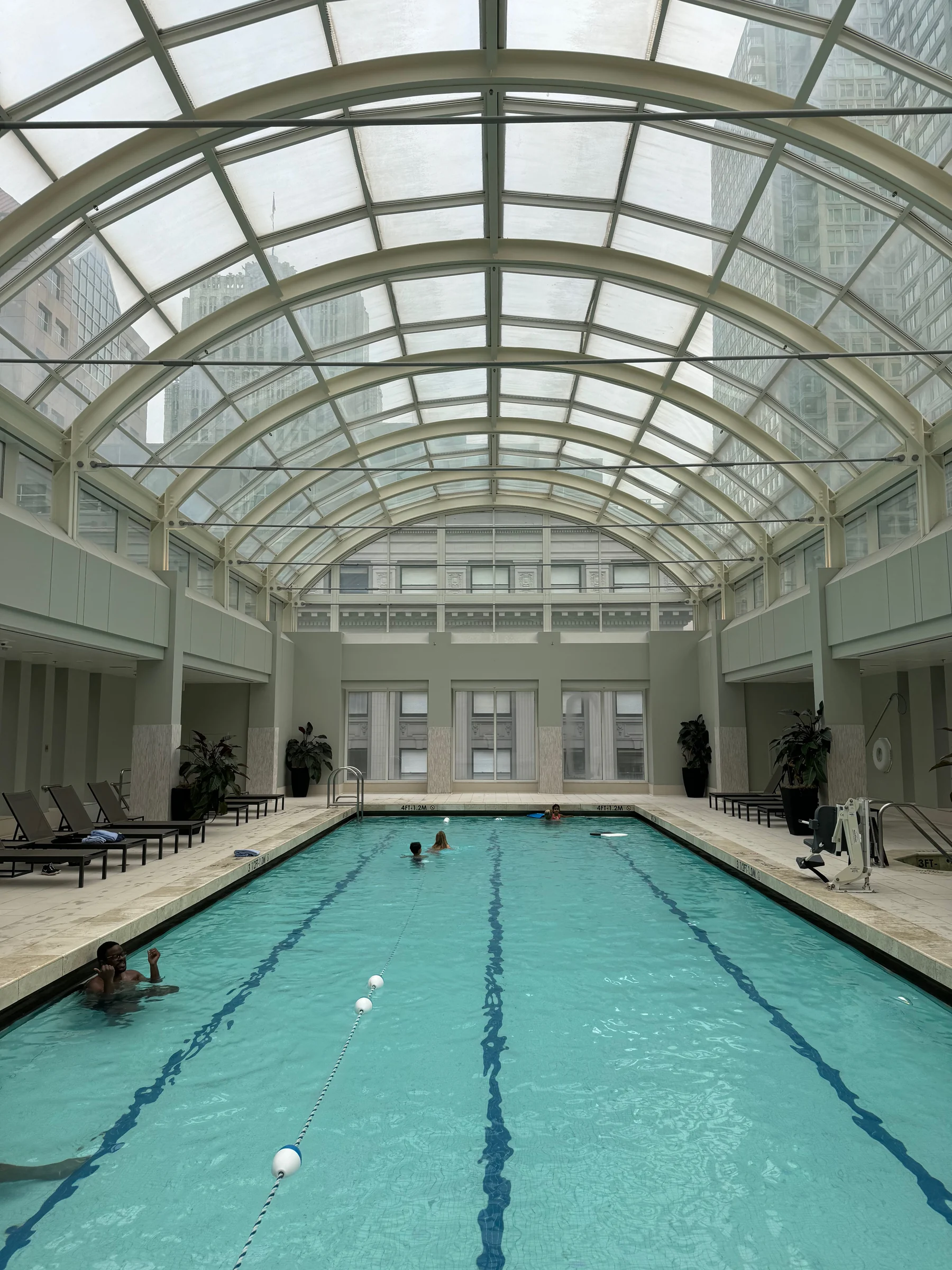 The hotel interior seen from the poolside.