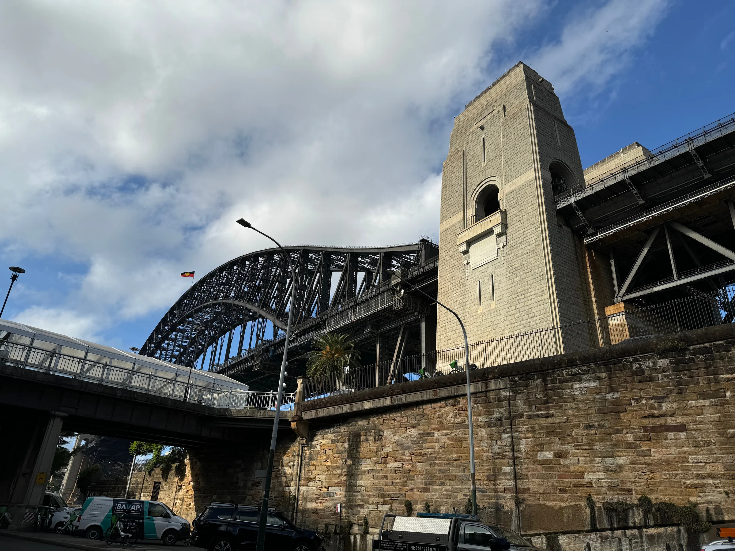 The hotel beside the Harbour Bridge.