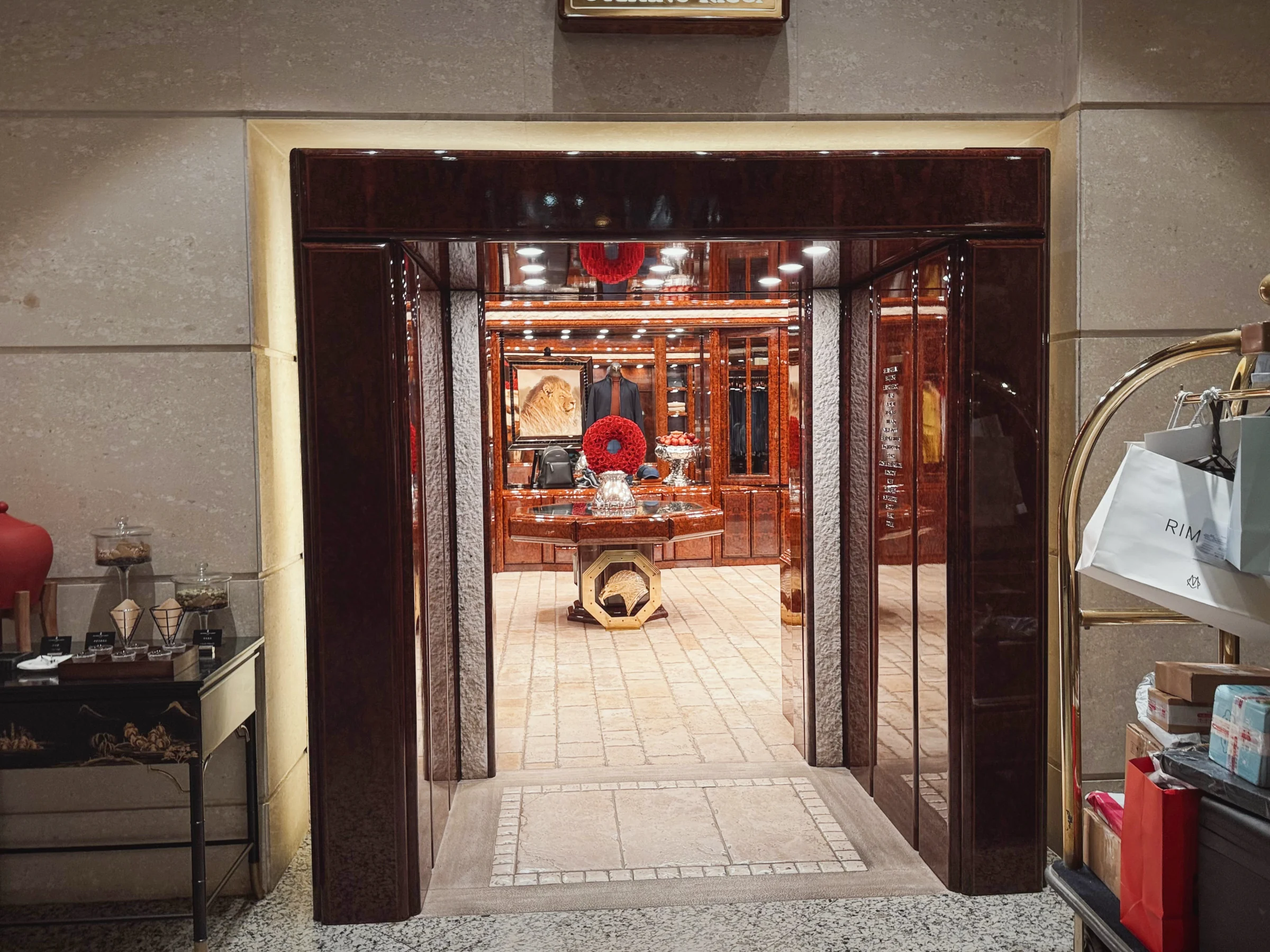 The marble entrance leading to the lobby