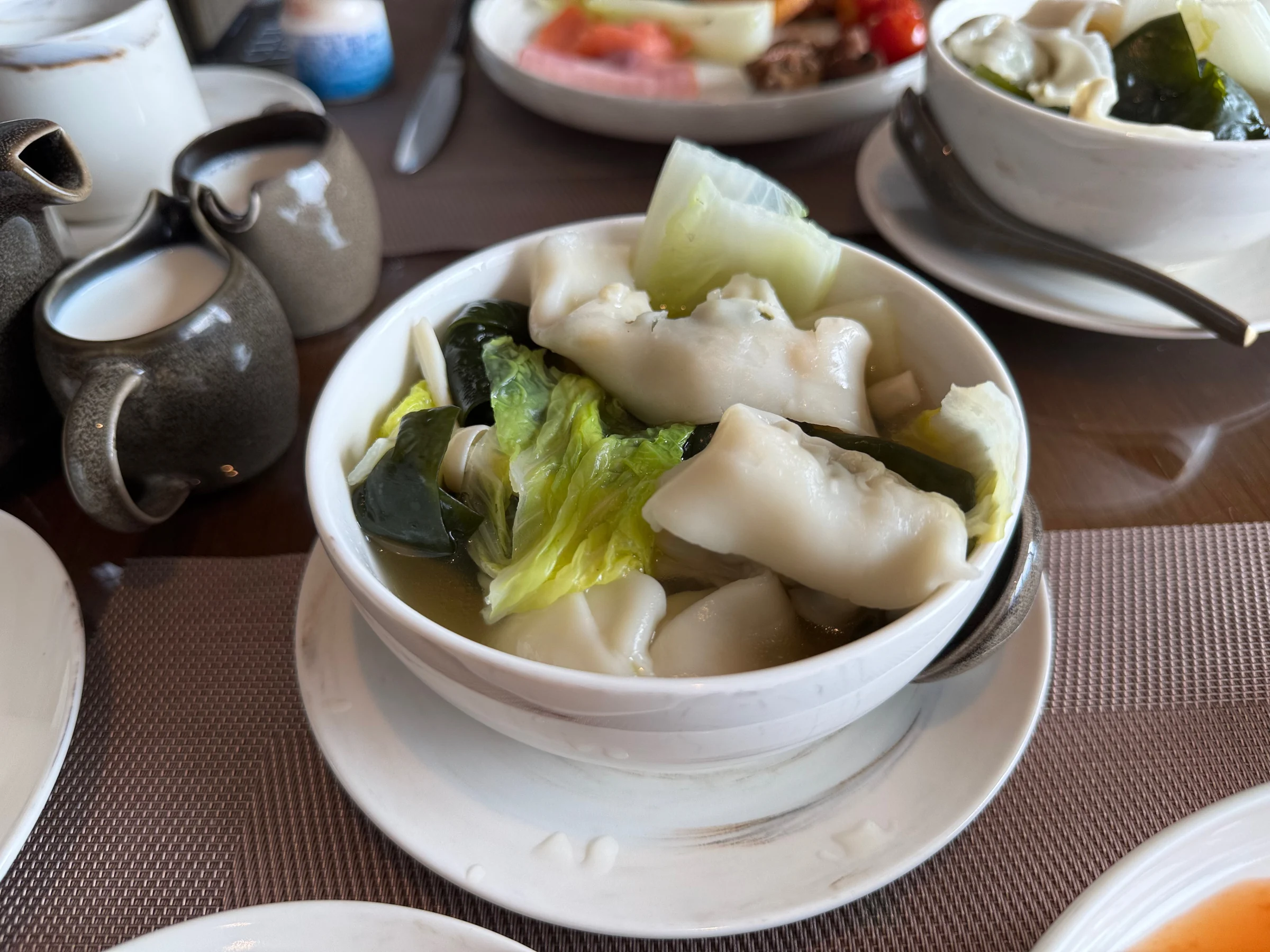 Dim sum taken from a bamboo steamer