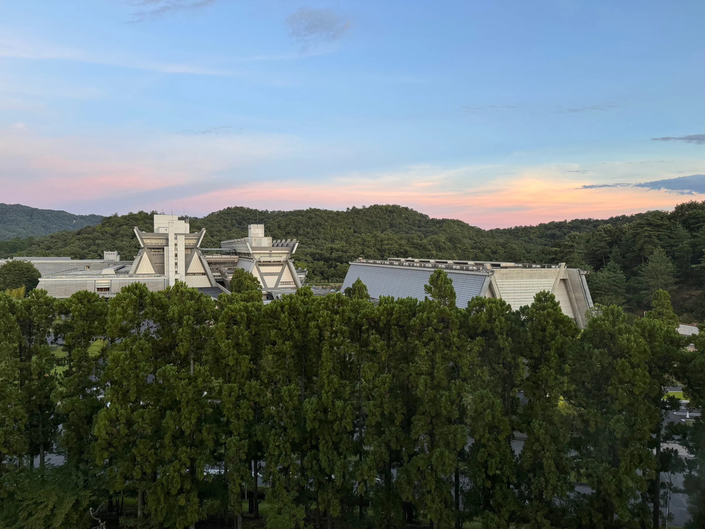 Hills at dusk and the view from the window.
