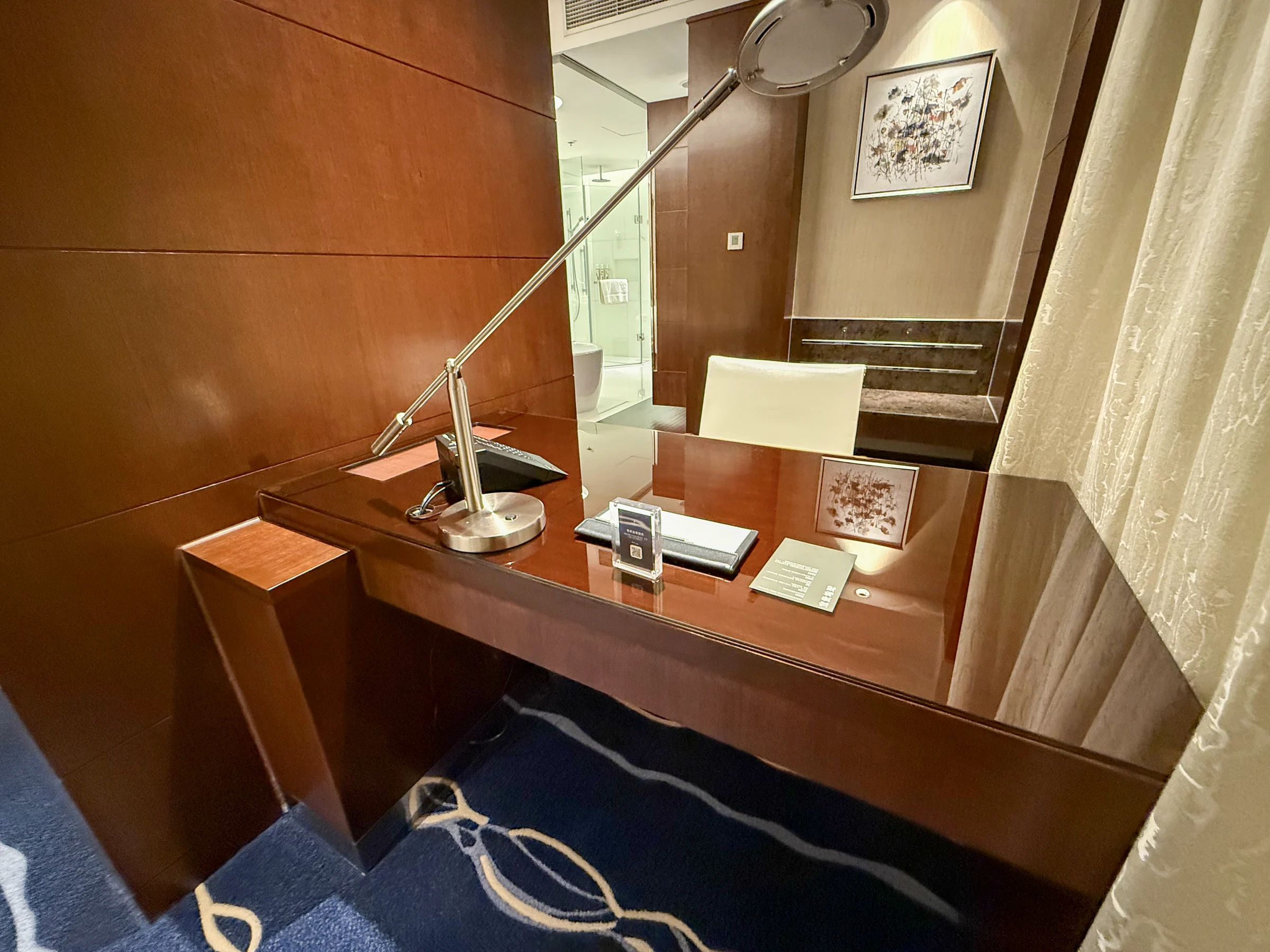 A wooden work desk.