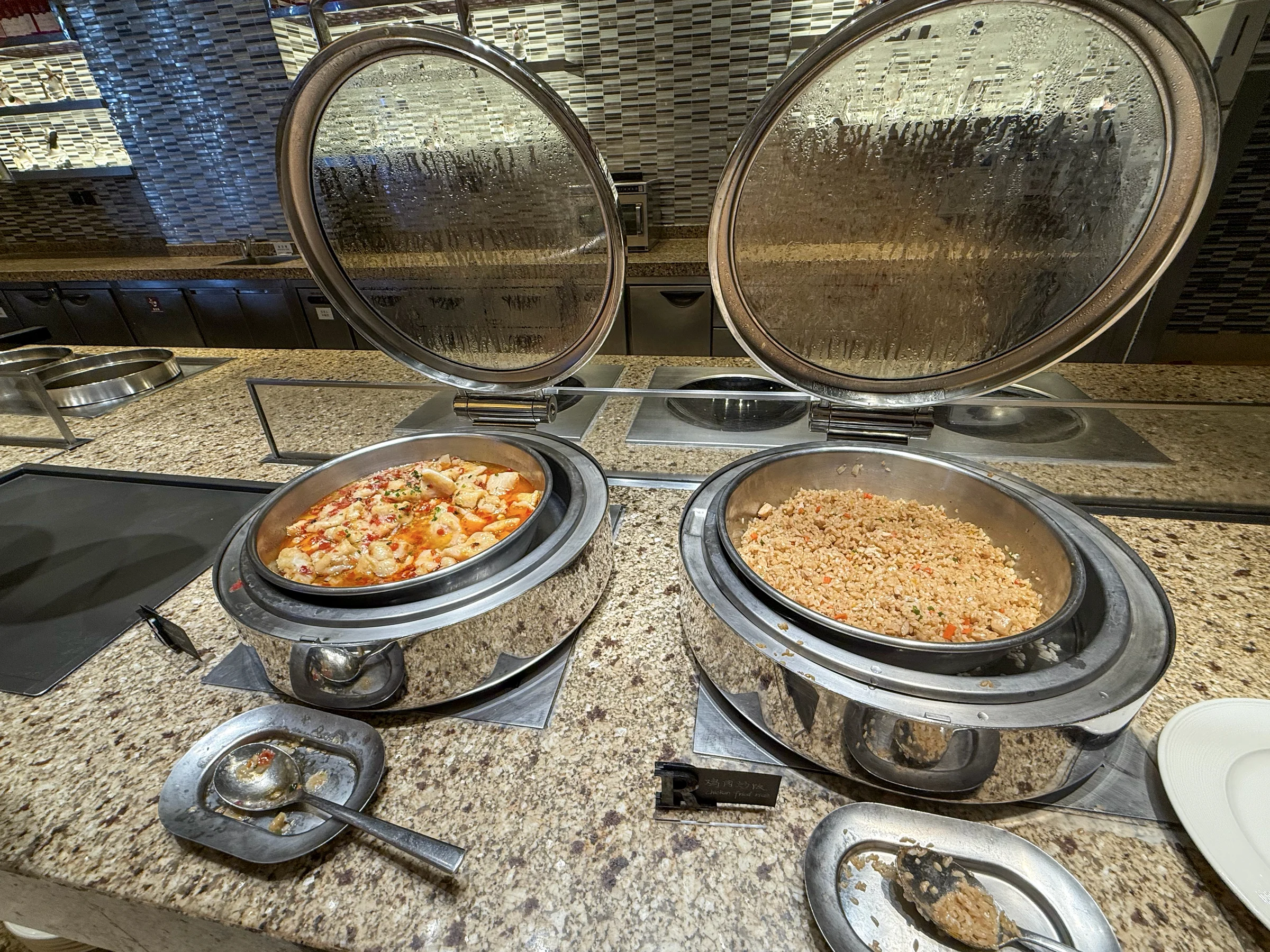 Hot dishes at dinner.