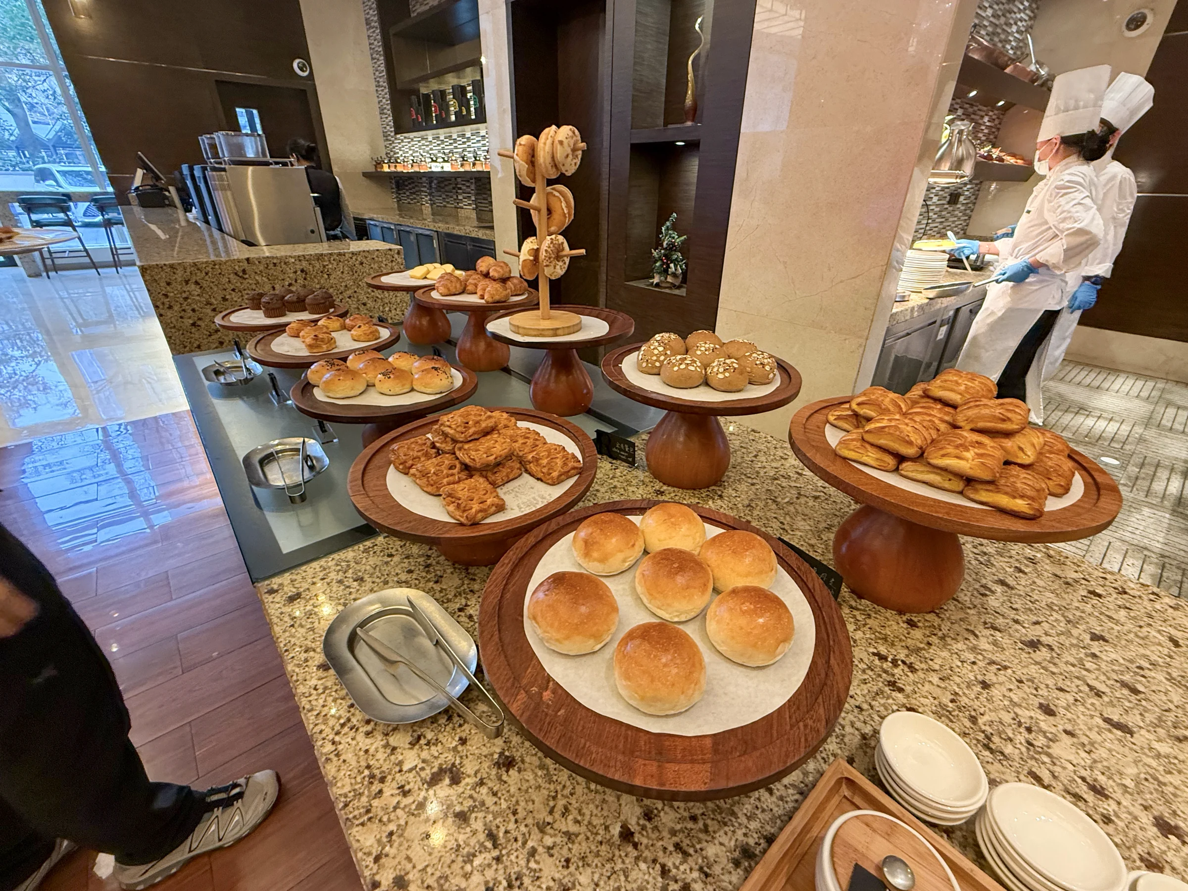 The breakfast bread station.