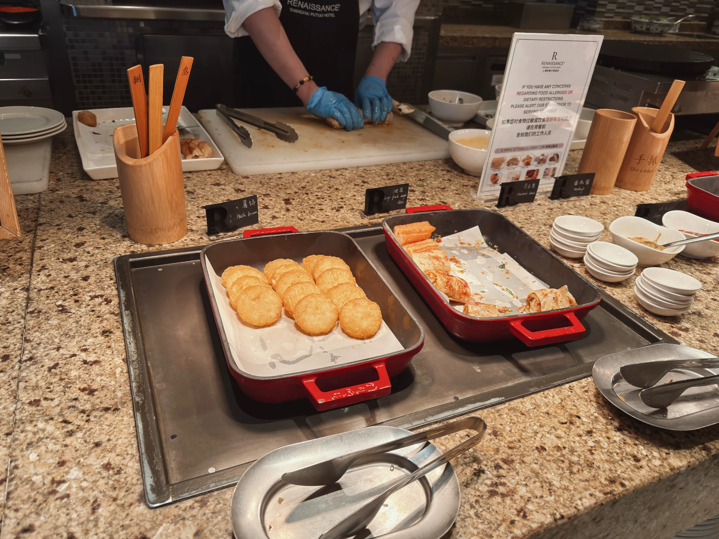 The breakfast egg station.