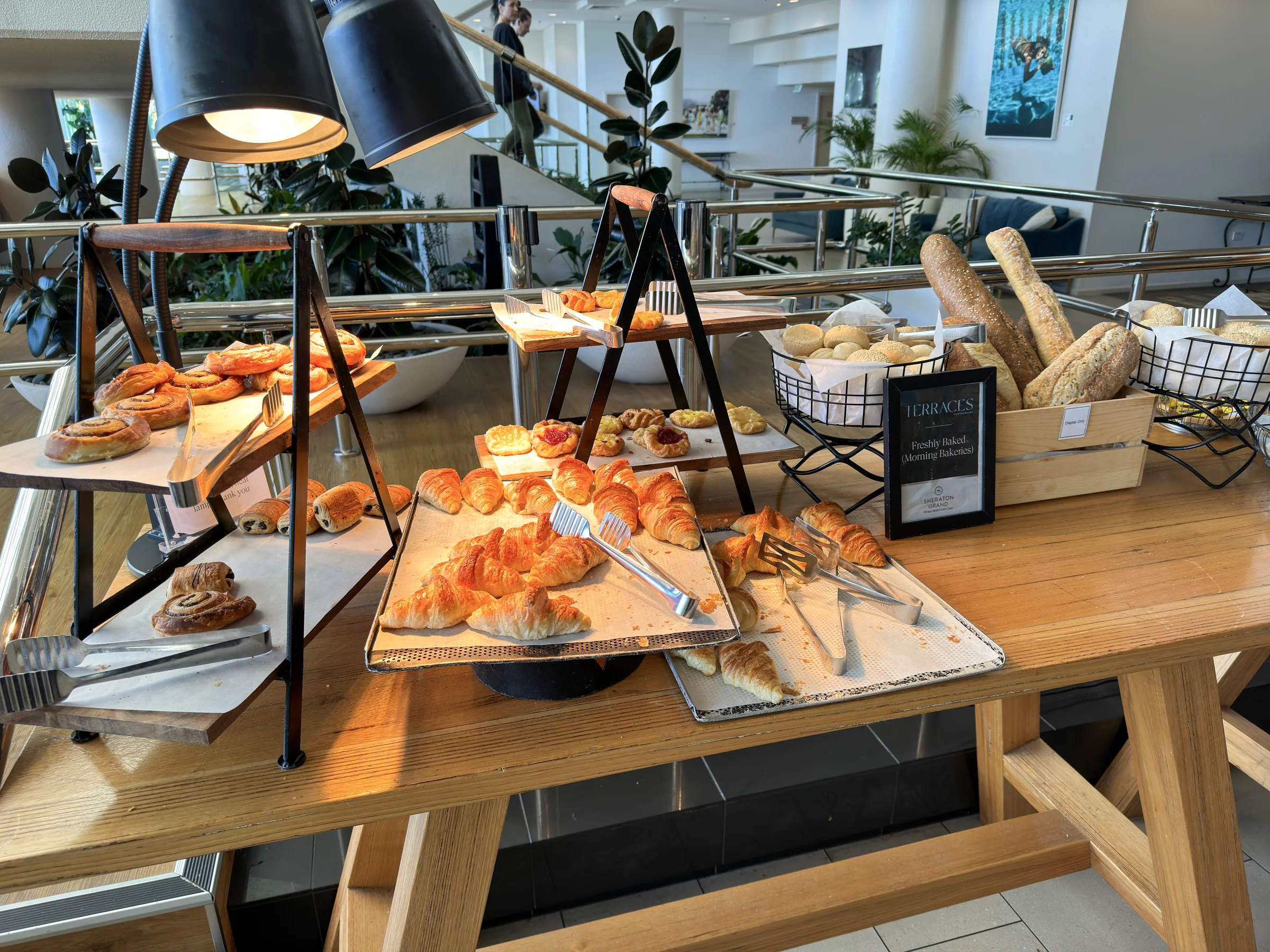 Bread and pastries by the window.