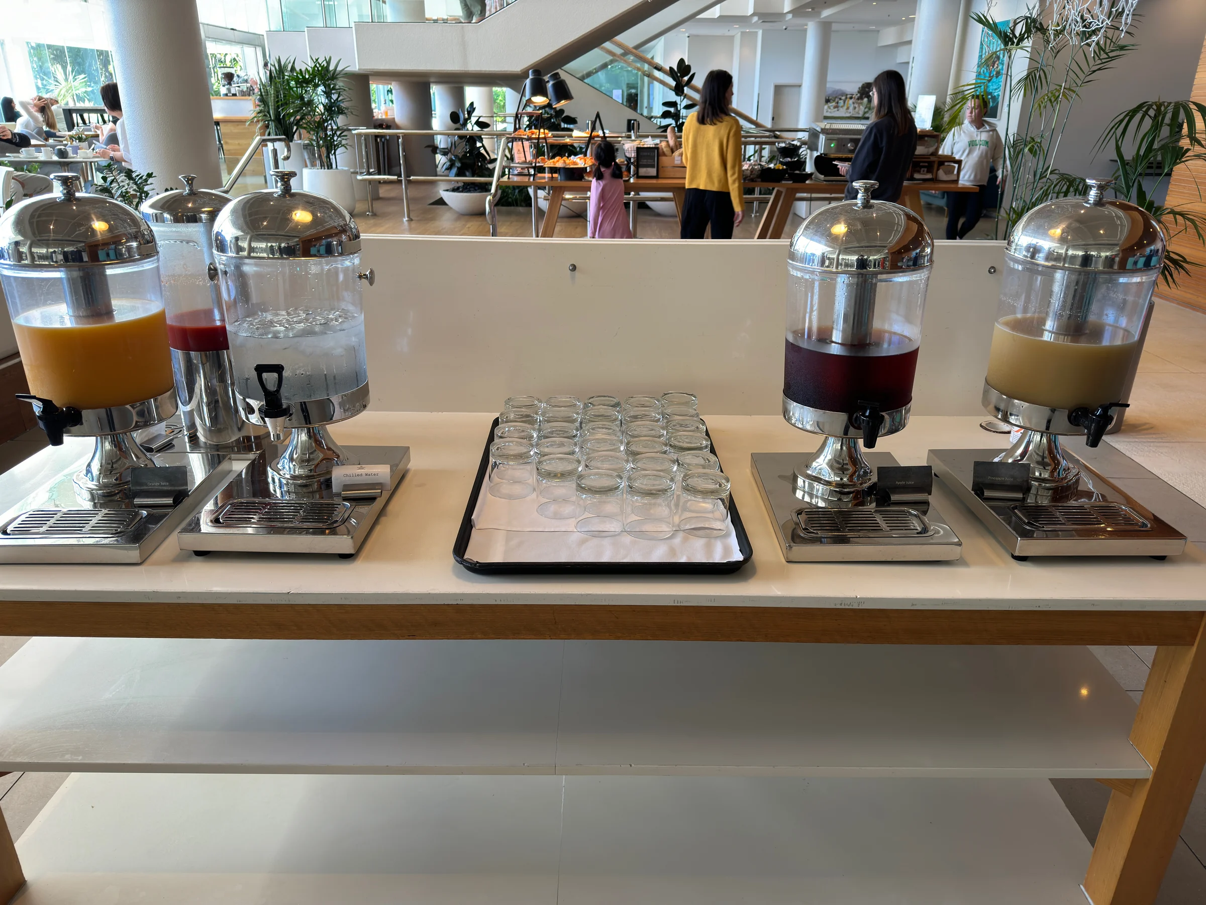 The breakfast juice station.