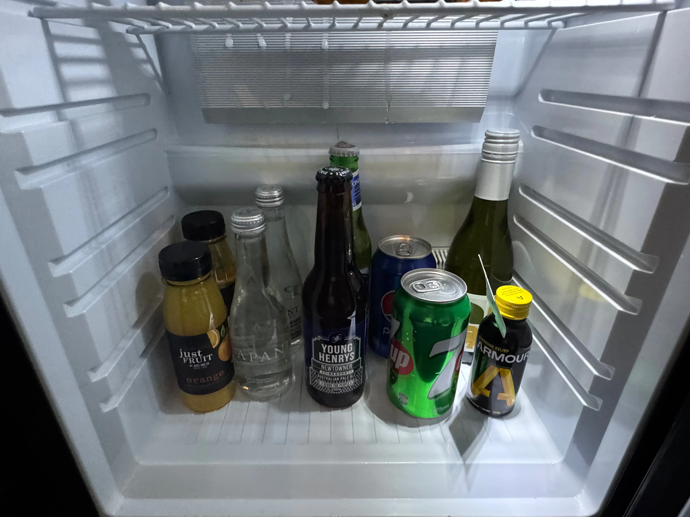 Drinks in the fridge.