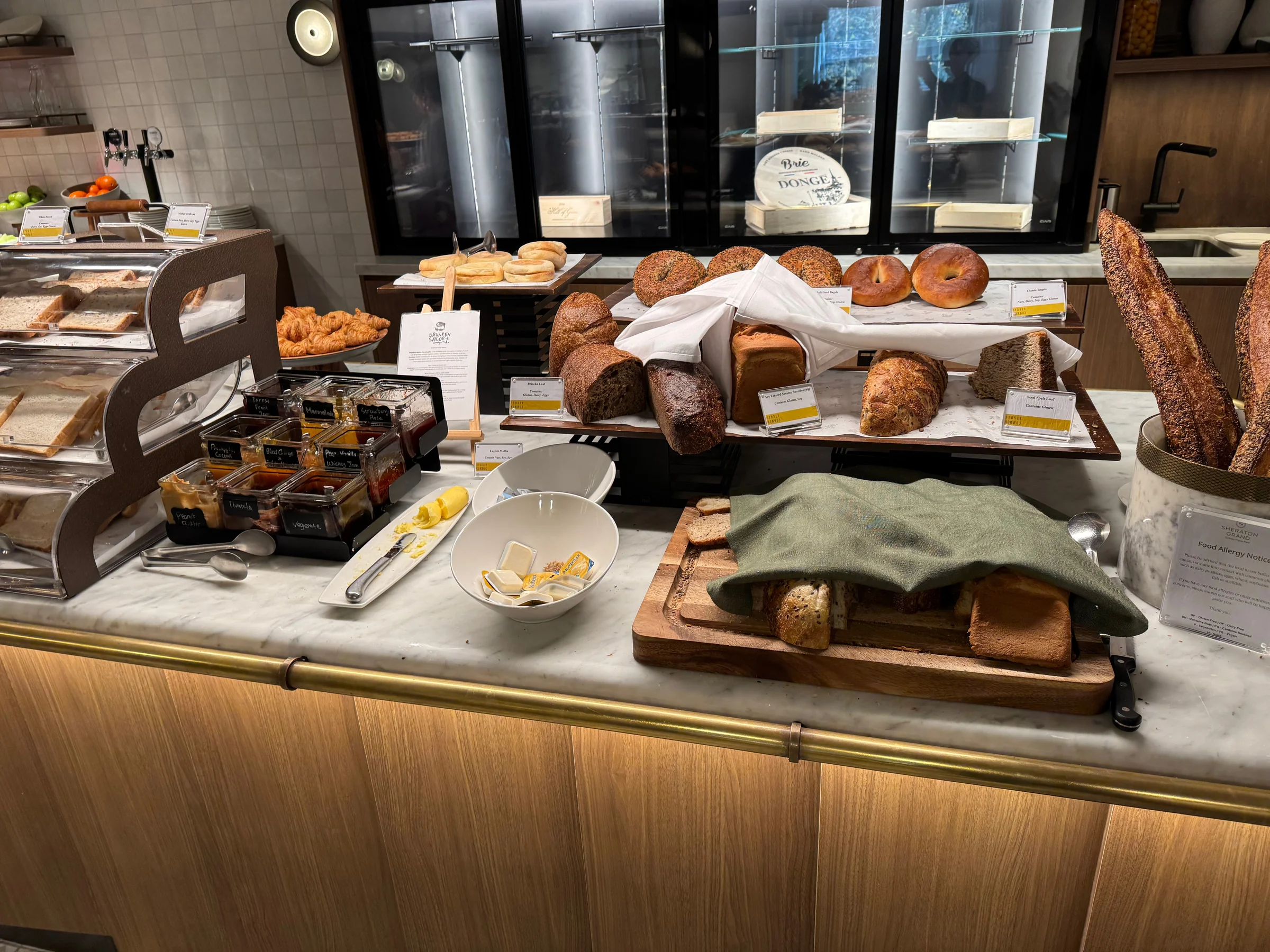 A selection of small breads and pastries.