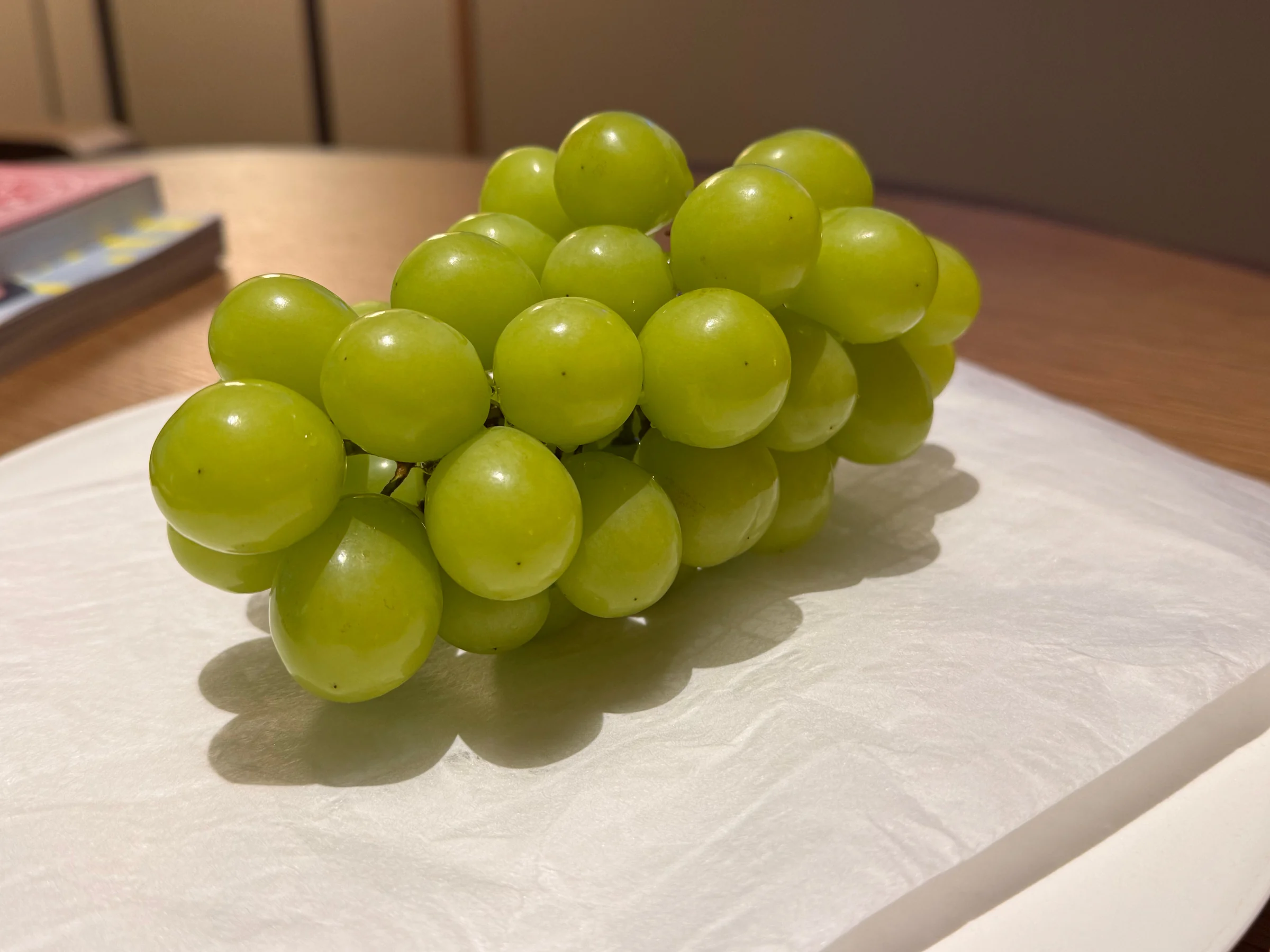 Welcome fruit: my favourite Muscat grapes.