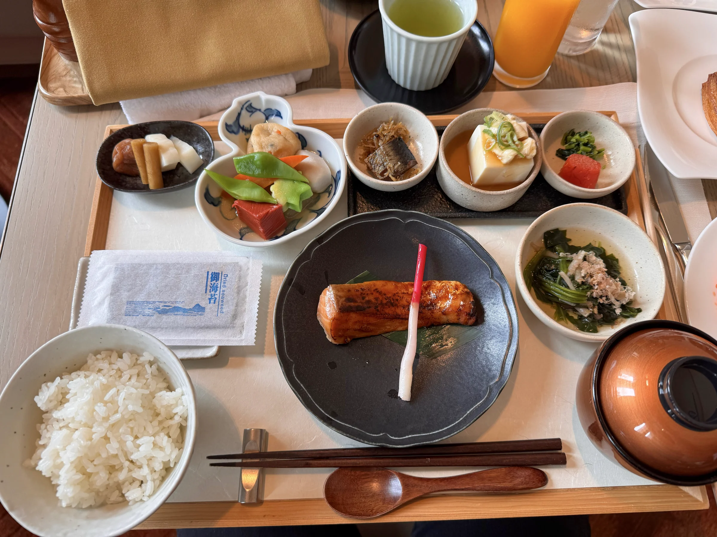 My choice: a Japanese breakfast with many small dishes.