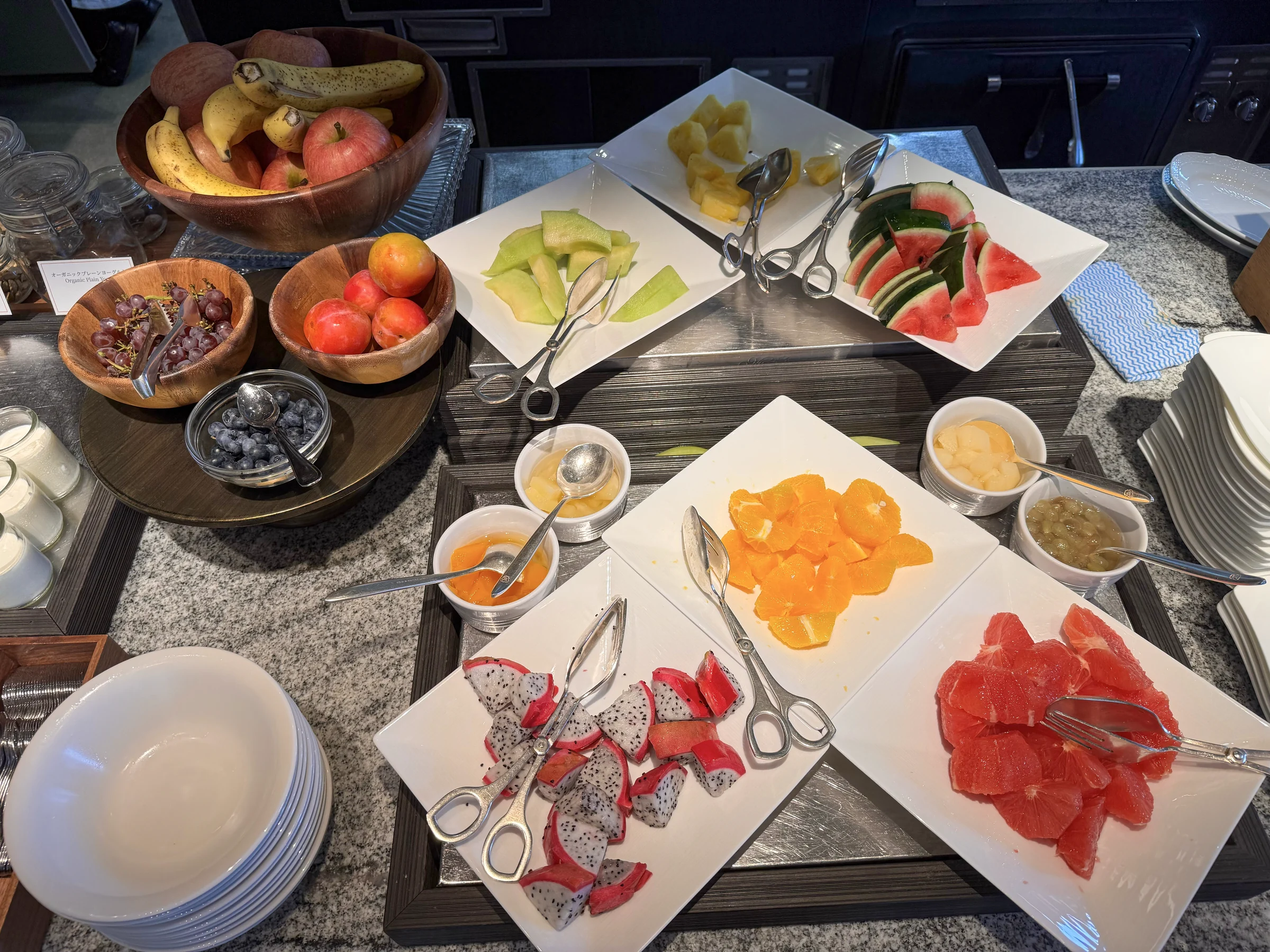 The colourful fruit station.