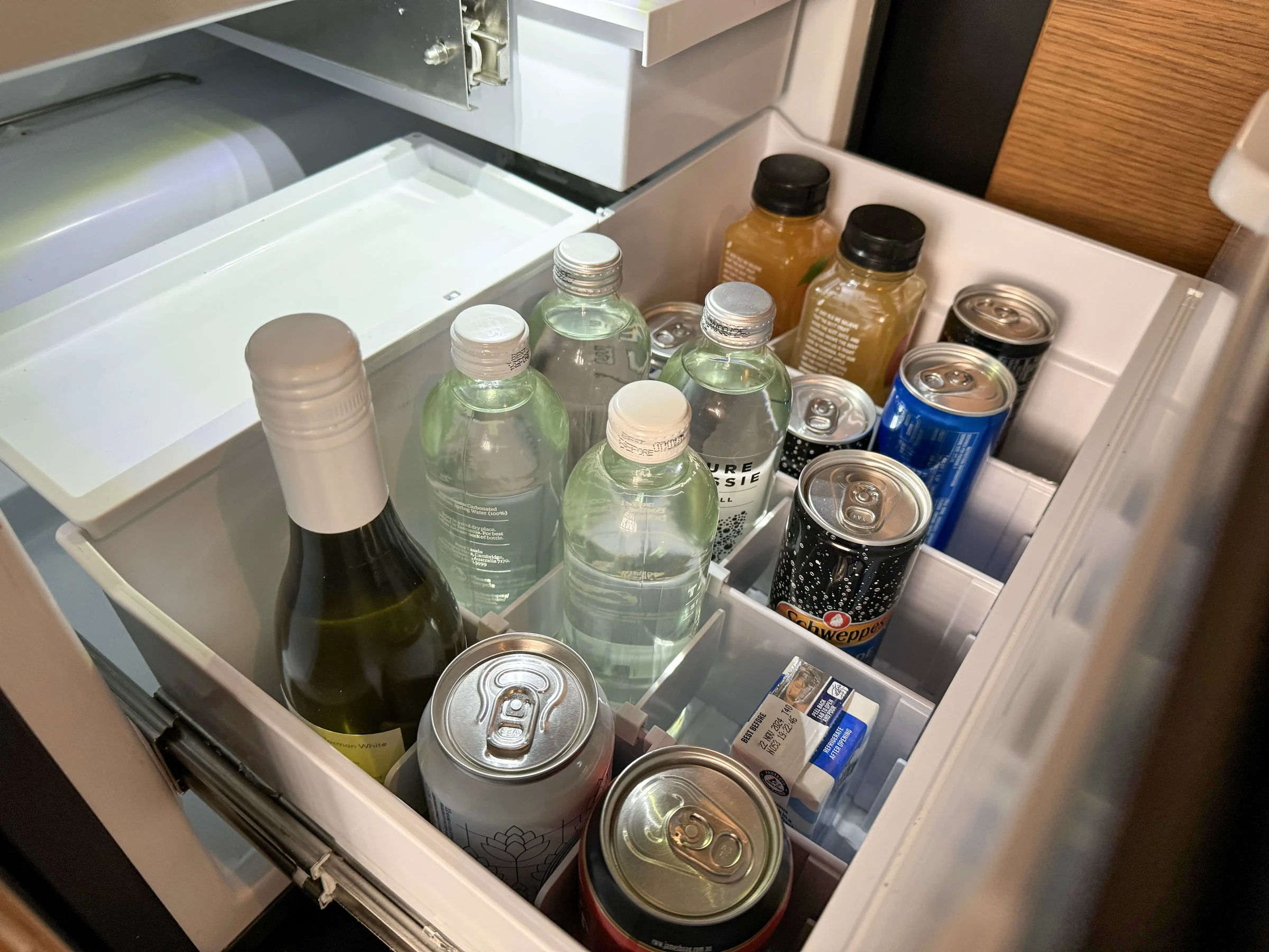 The minibar fridge.
